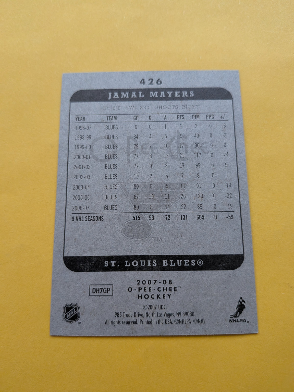 Jamal Mayers Signed St. Louis Blues Card B