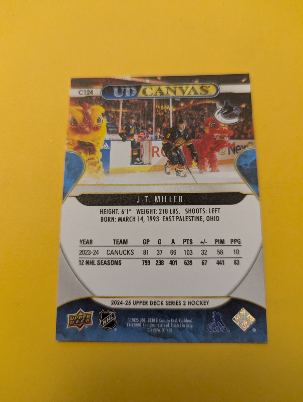 J.T. Miller 24-25 Upper Deck UD Canvas Card