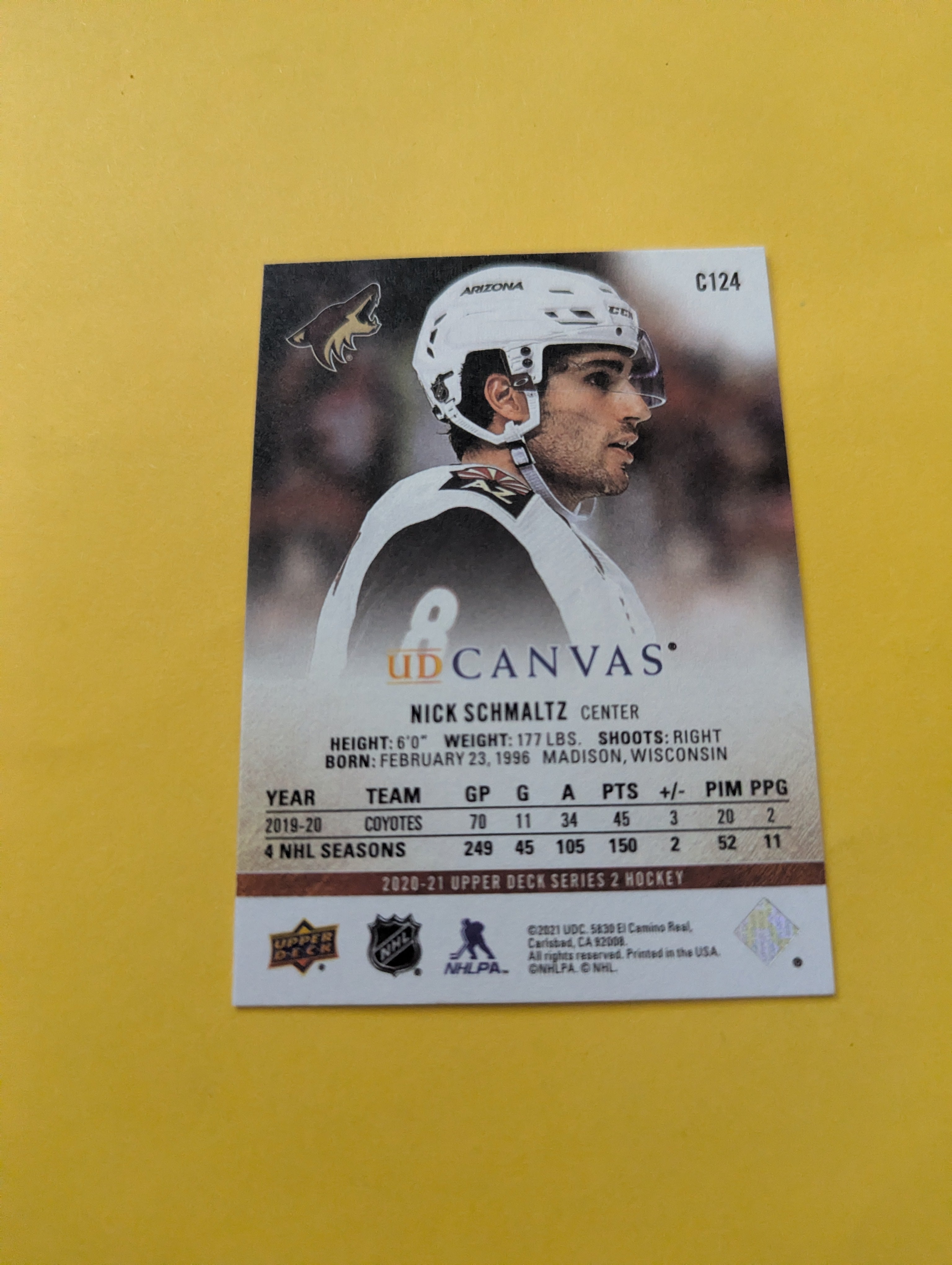 Nick Schmaltz 20-21 Upper Deck UD Canvas Card