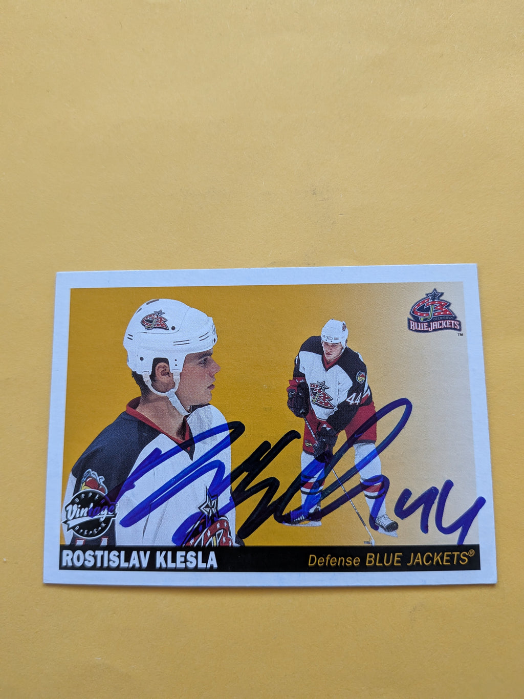 Rostislav Klesla Signed Columbus Blue Jackets Card B