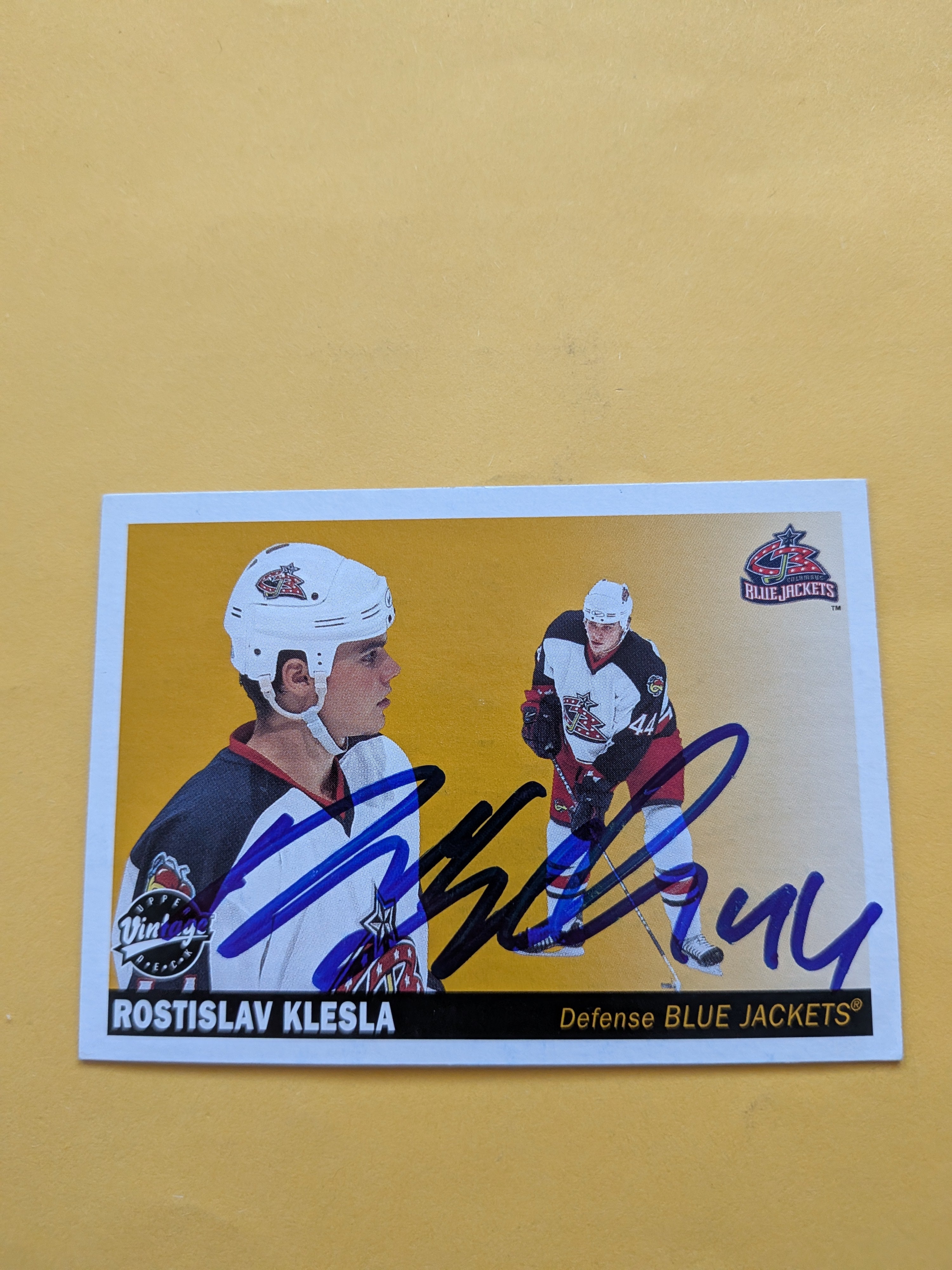 Rostislav Klesla Signed Columbus Blue Jackets Card B