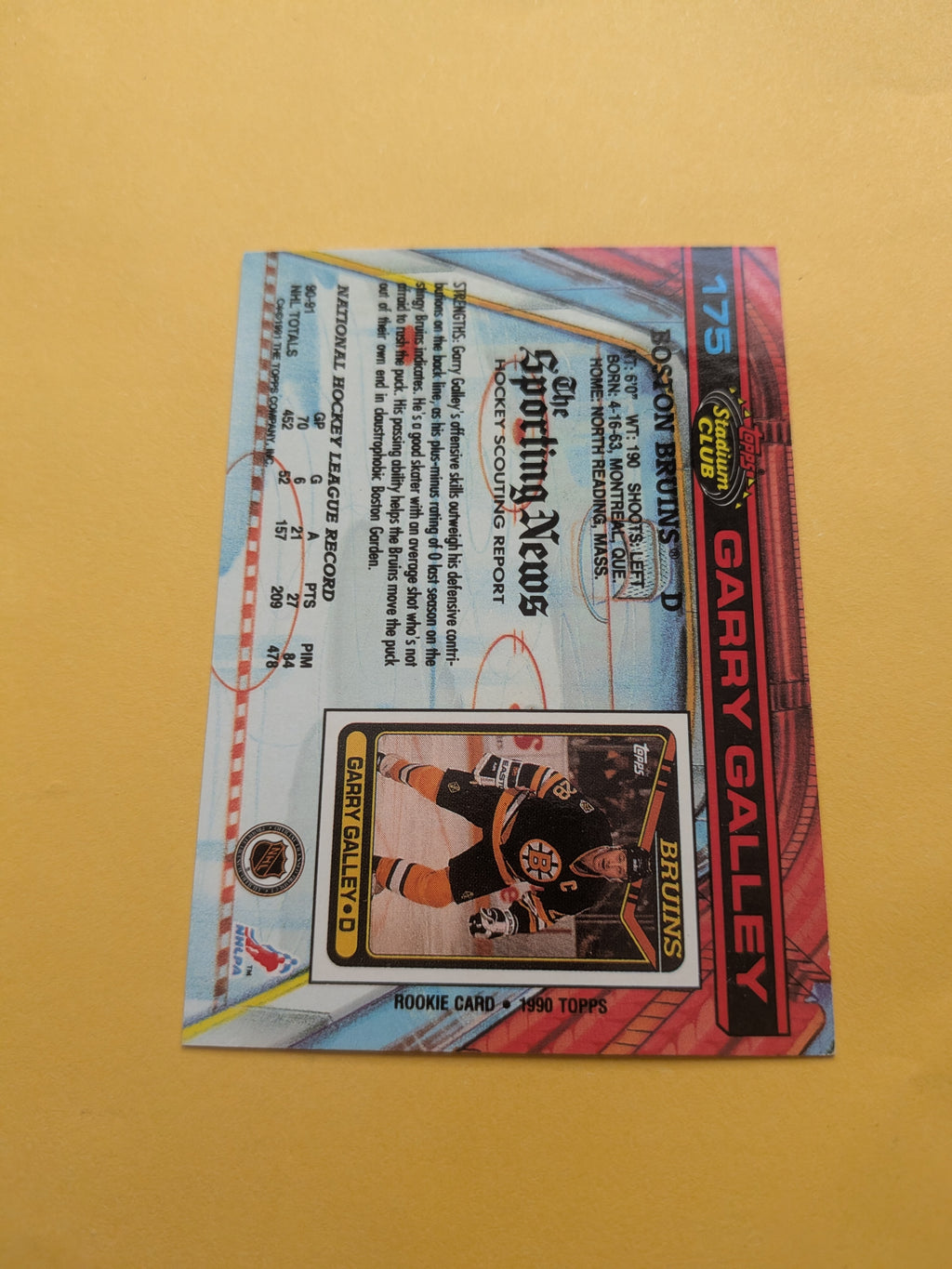 Garry Galley Signed Boston Bruins Card G