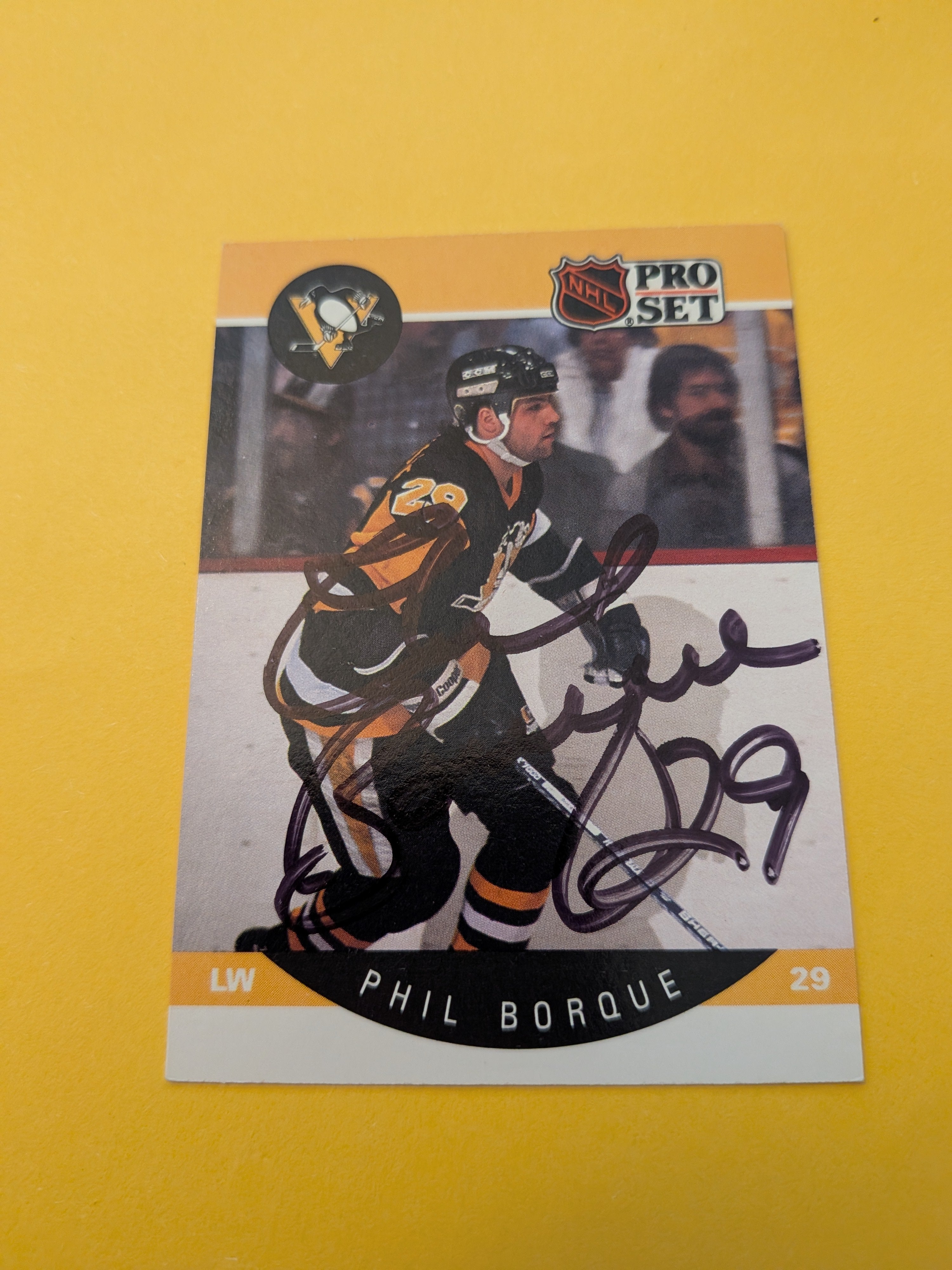 Phil Bourque Signed Pittsburgh Penguins Card D