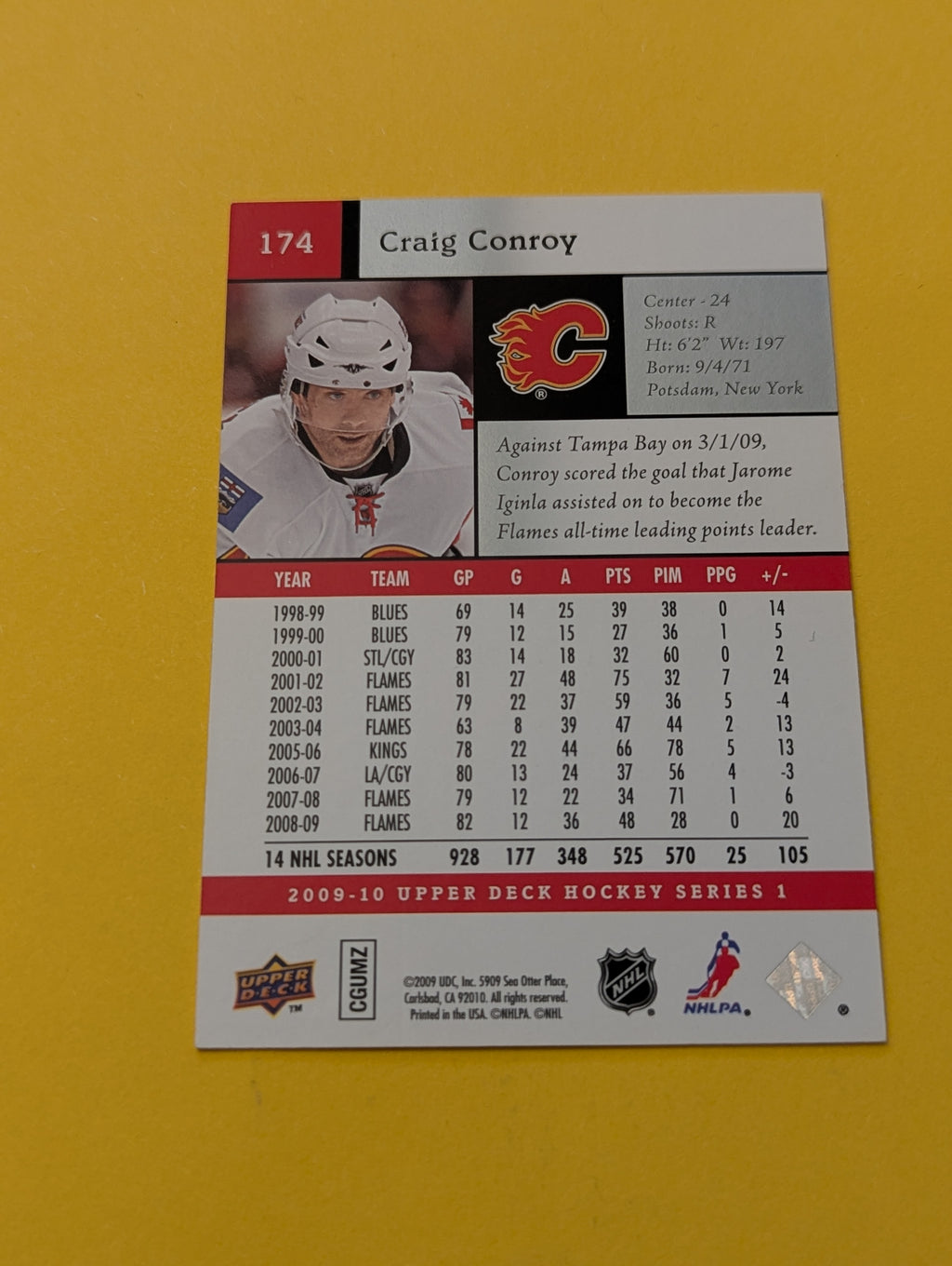 Craig Conroy Signed Calgary Flames Card