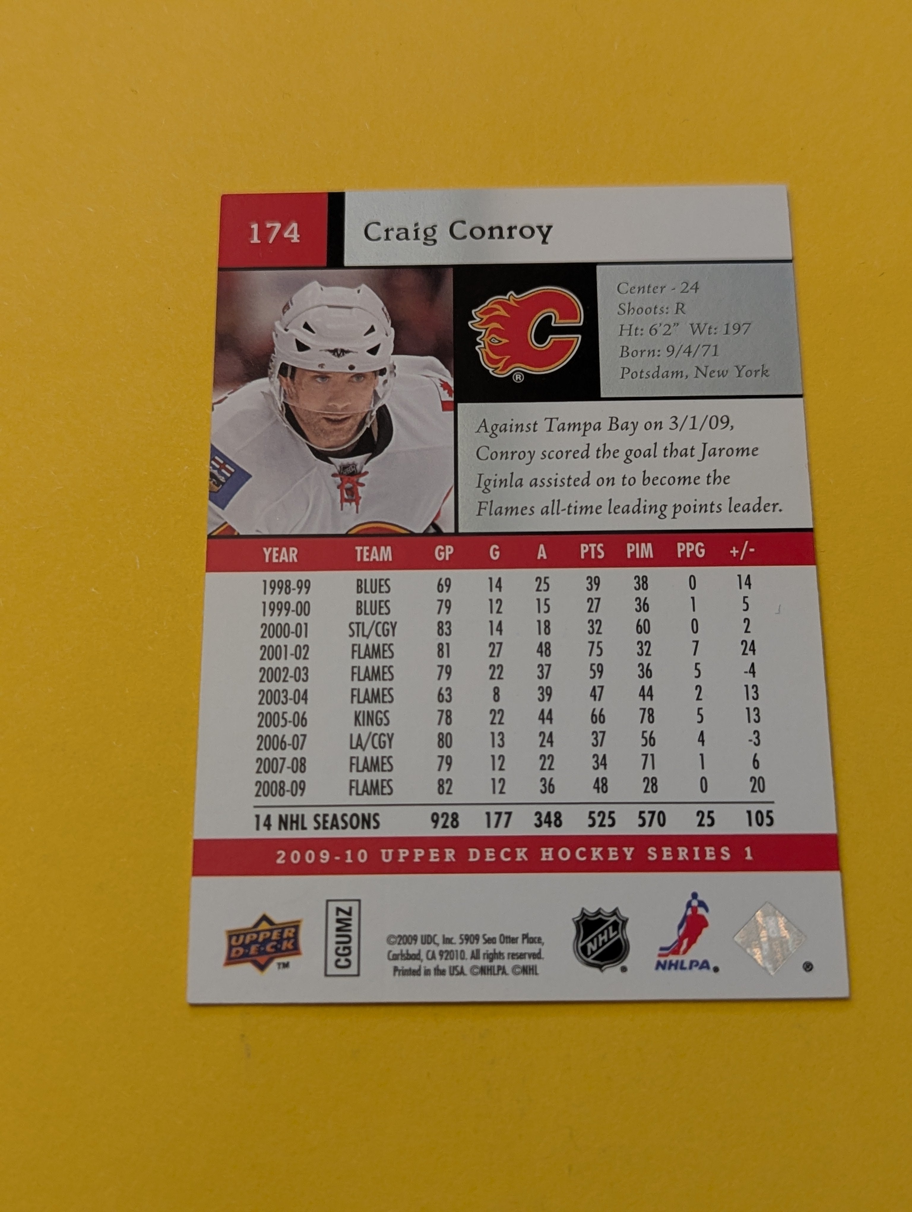 Craig Conroy Signed Calgary Flames Card