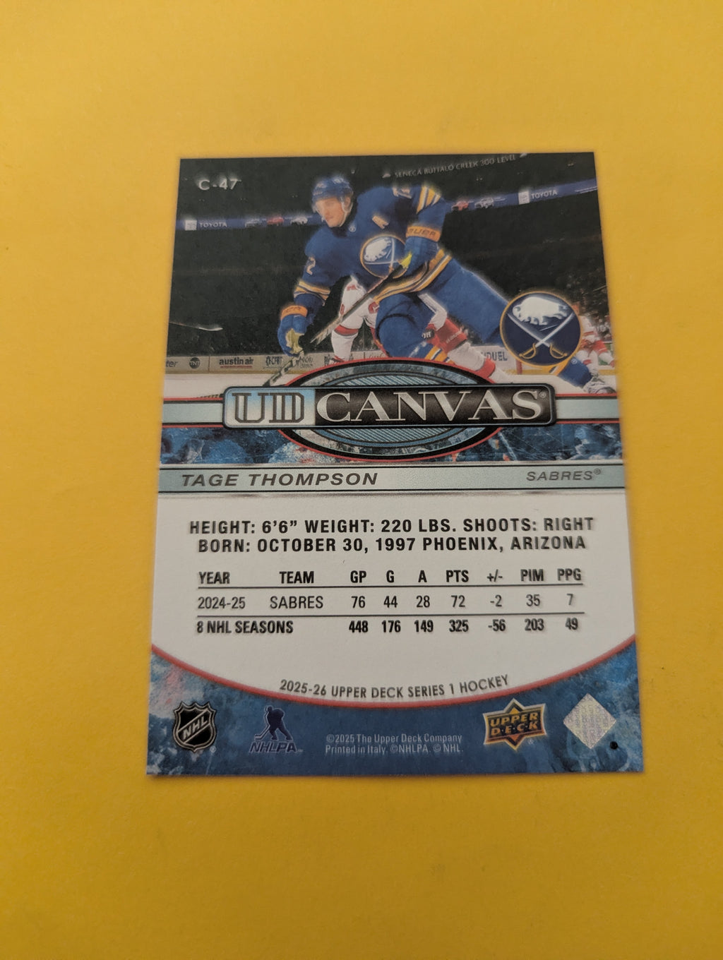 Tage Thompson 25-26 Upper Deck UD Canvas Card