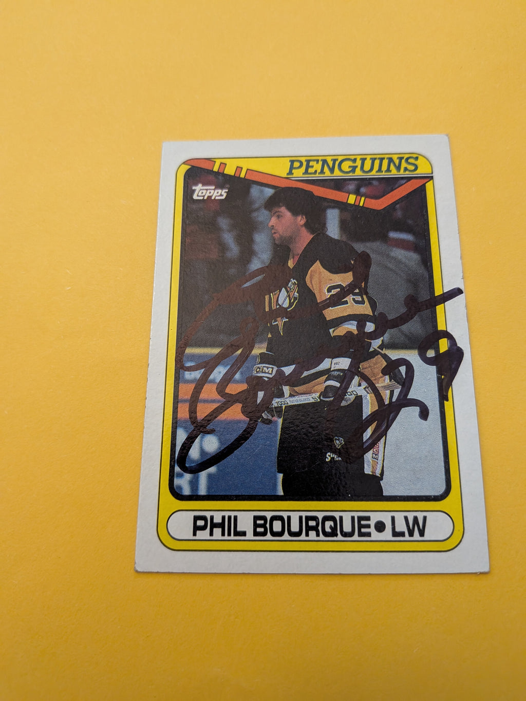 Phil Bourque Signed Pittsburgh Penguins Card B