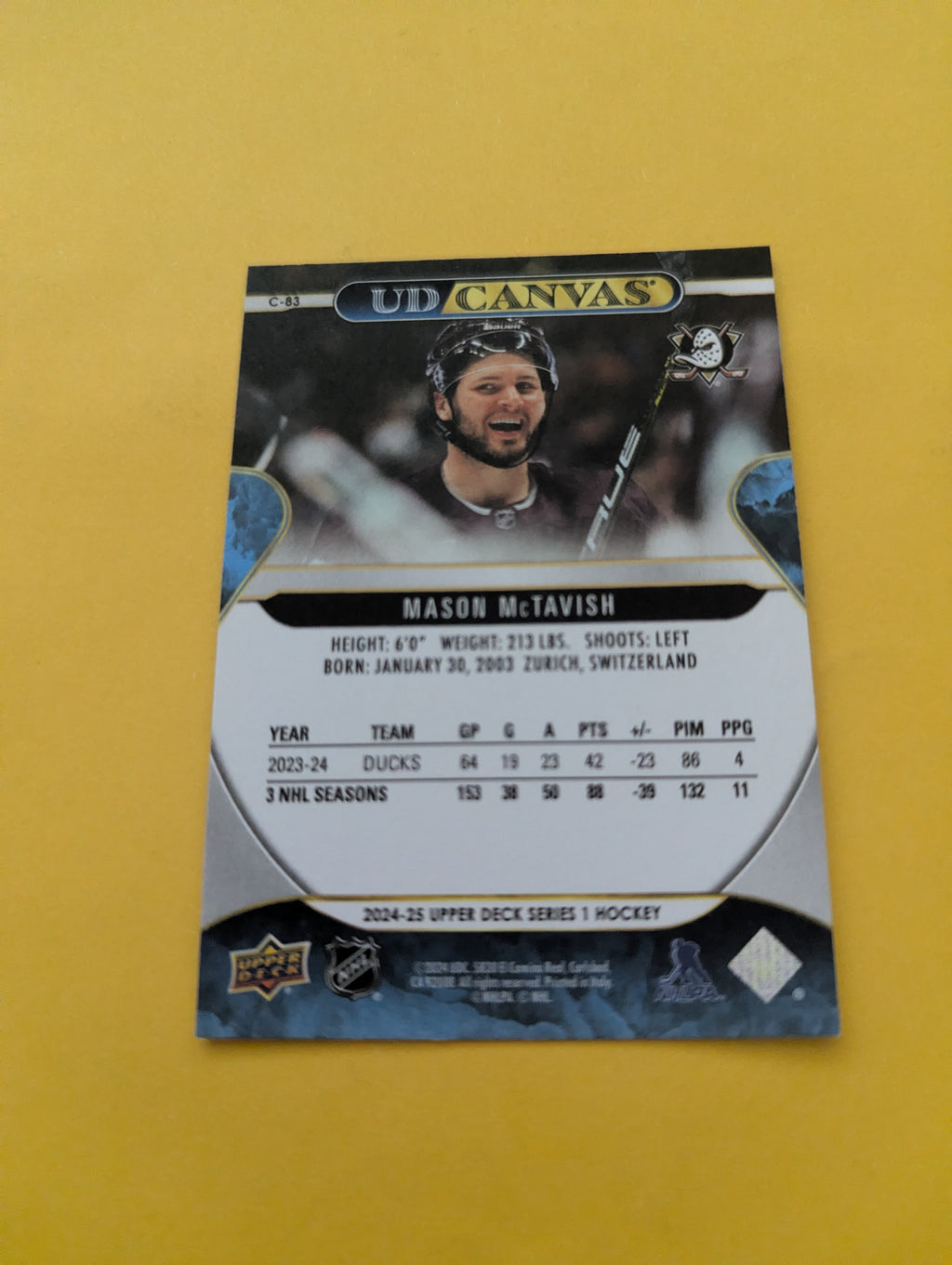 Mason McTavish 24-25 Upper Deck UD Canvas Card