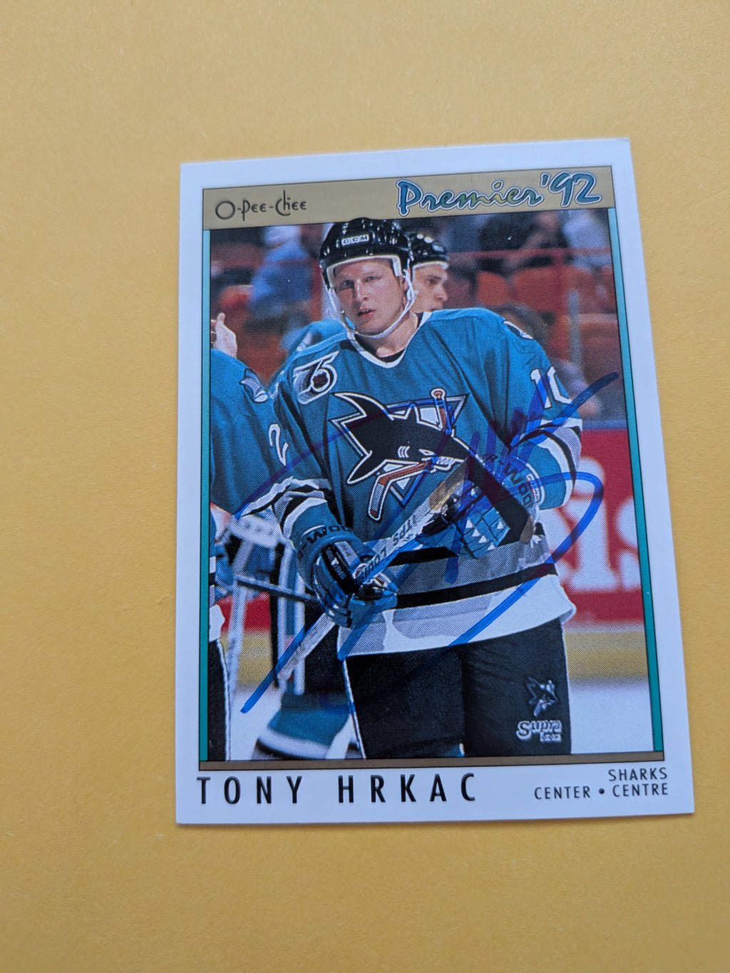 Tony Hrkac Signed San Jose Sharks Card A