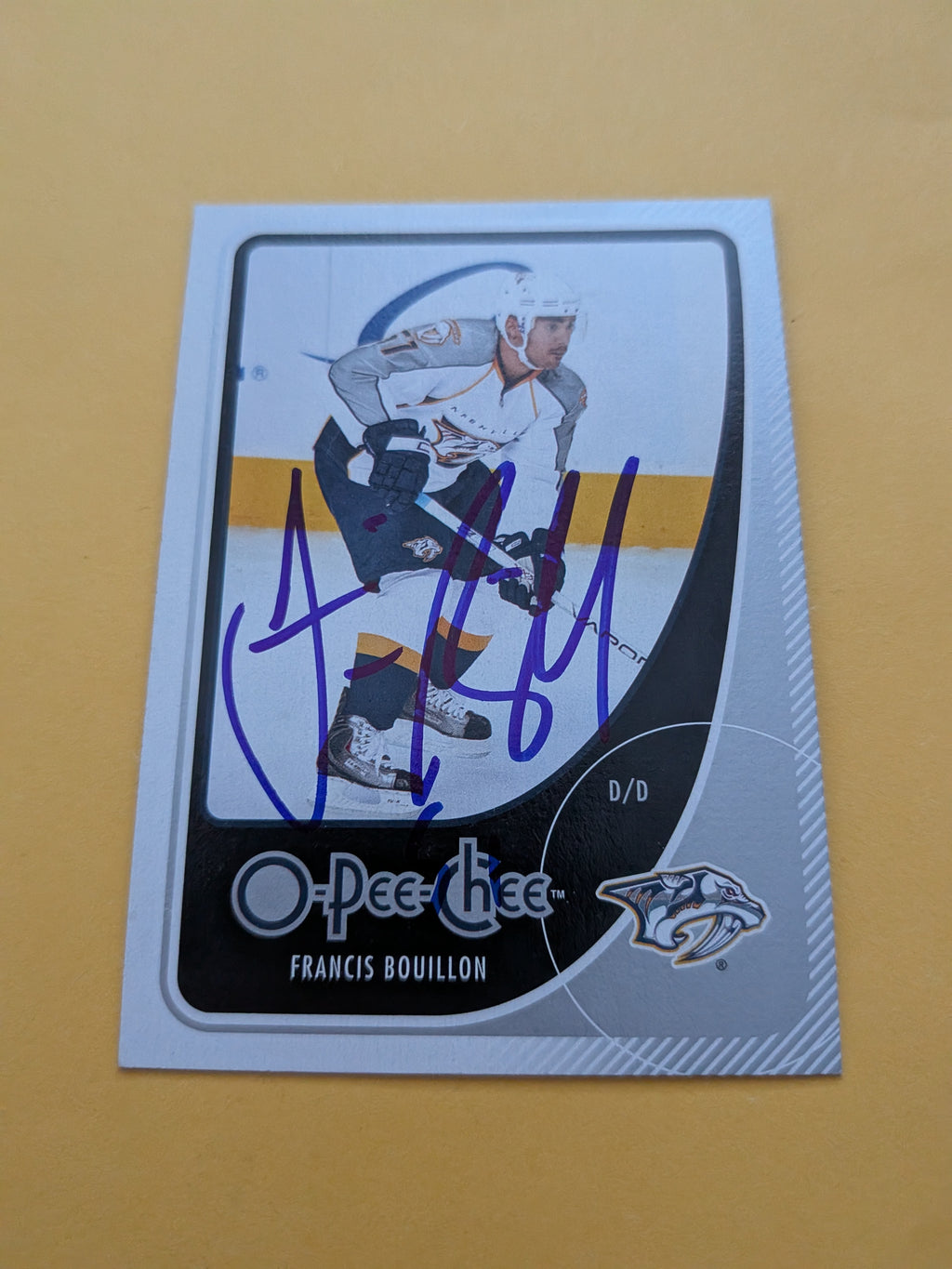 Francis Bouillon Signed Nashville Predators Card