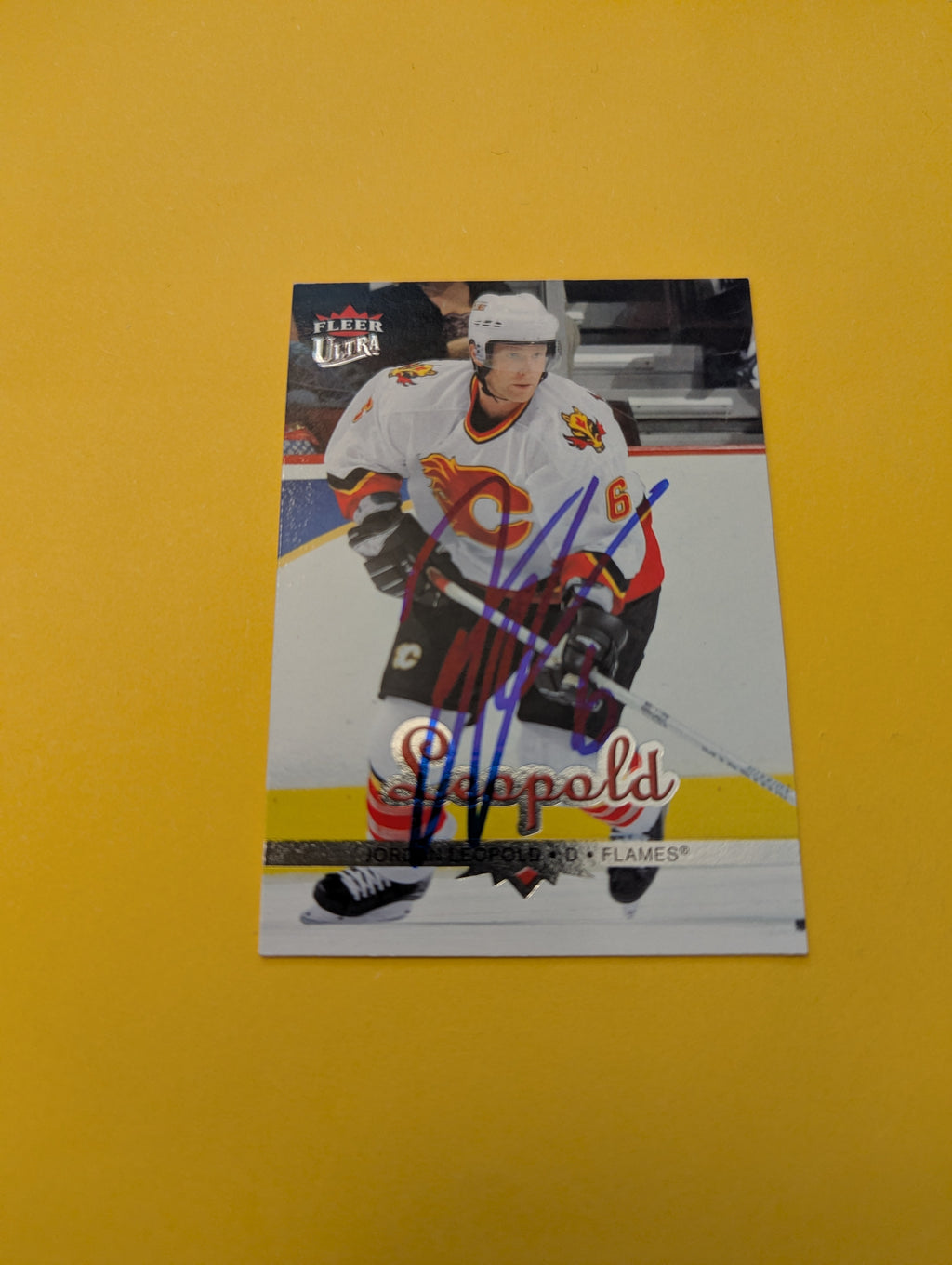 Jordan Leopold Signed Calgary Flames Card