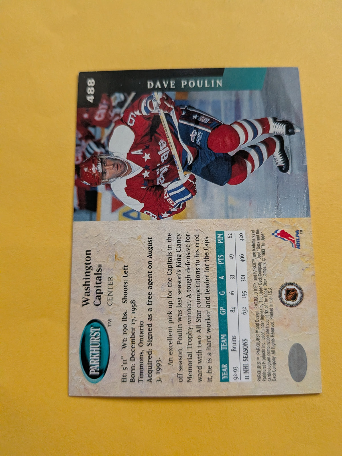 Dave Poulin Signed Washington Capitals Card A