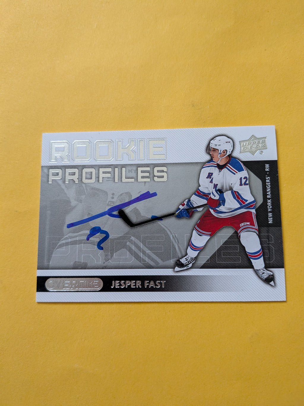 Jesper Fast Signed New York Rangers Card A