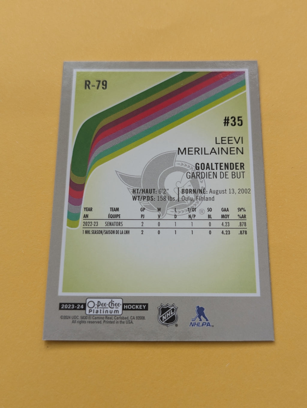 Leevi Merilainen 23-24 OPC Platinum Retro Rookie Card