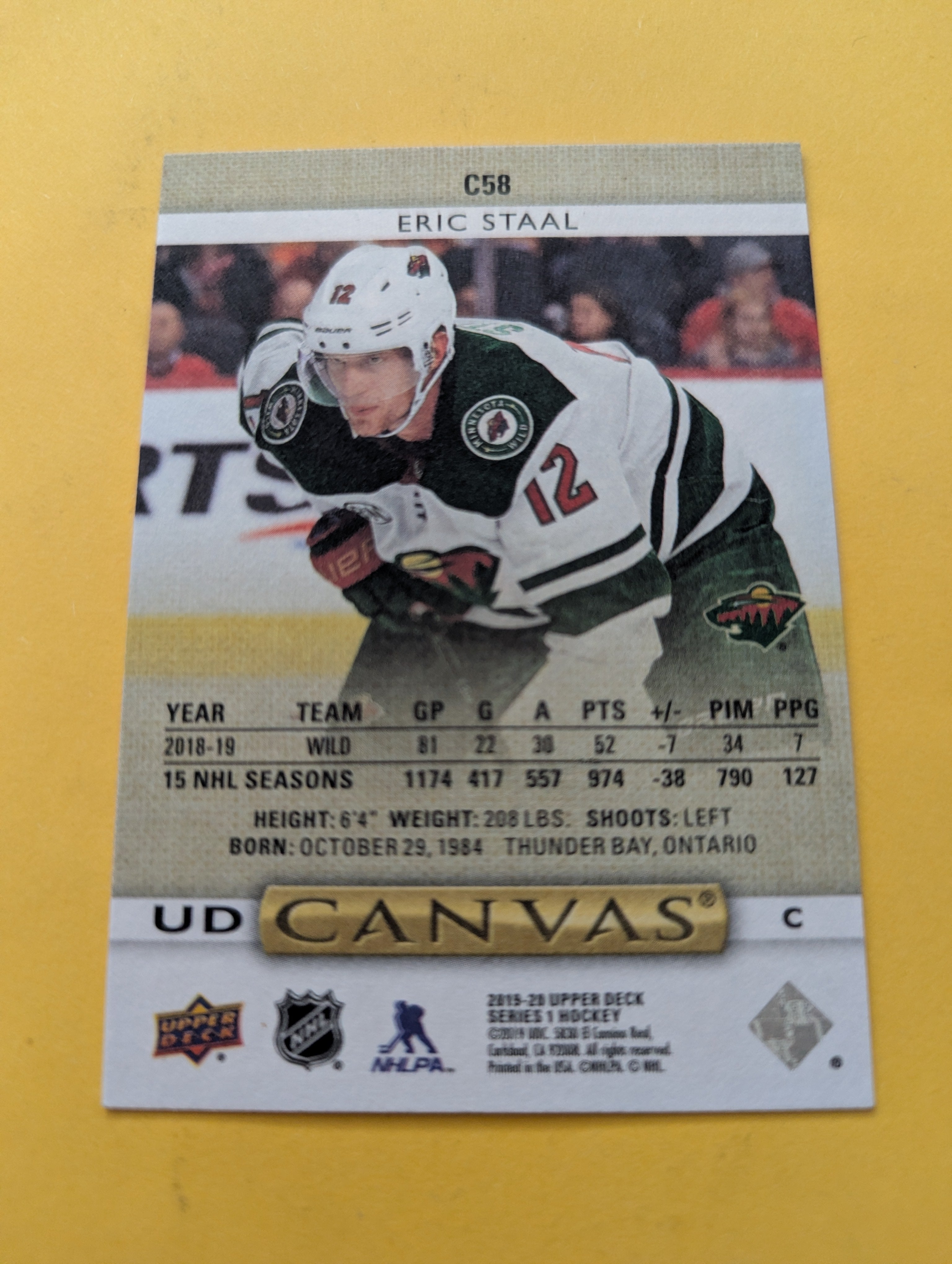 Eric Staal 19-20 Upper Deck UD Canvas Card