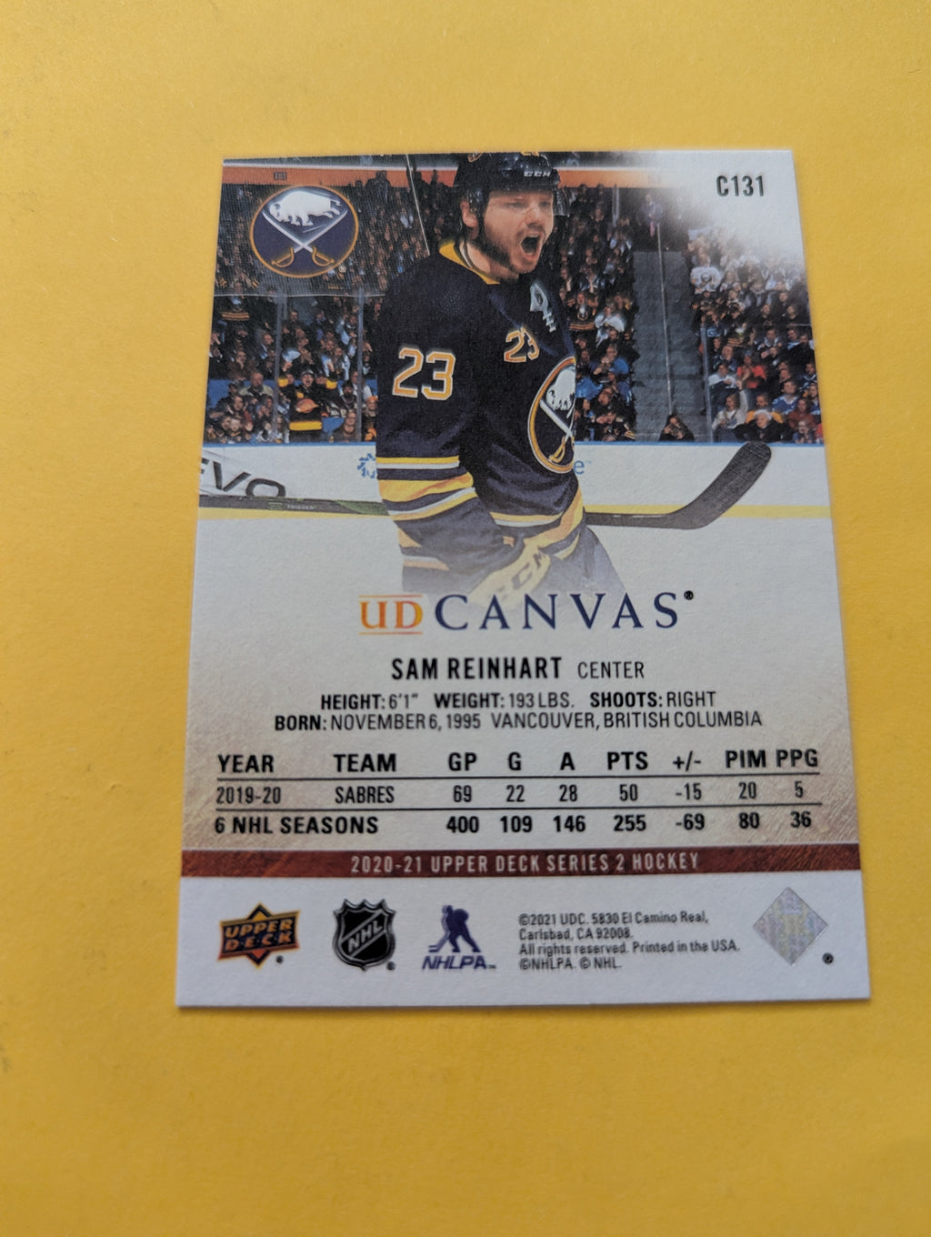 Sam Reinhart 20-21 Upper Deck UD Canvas Card