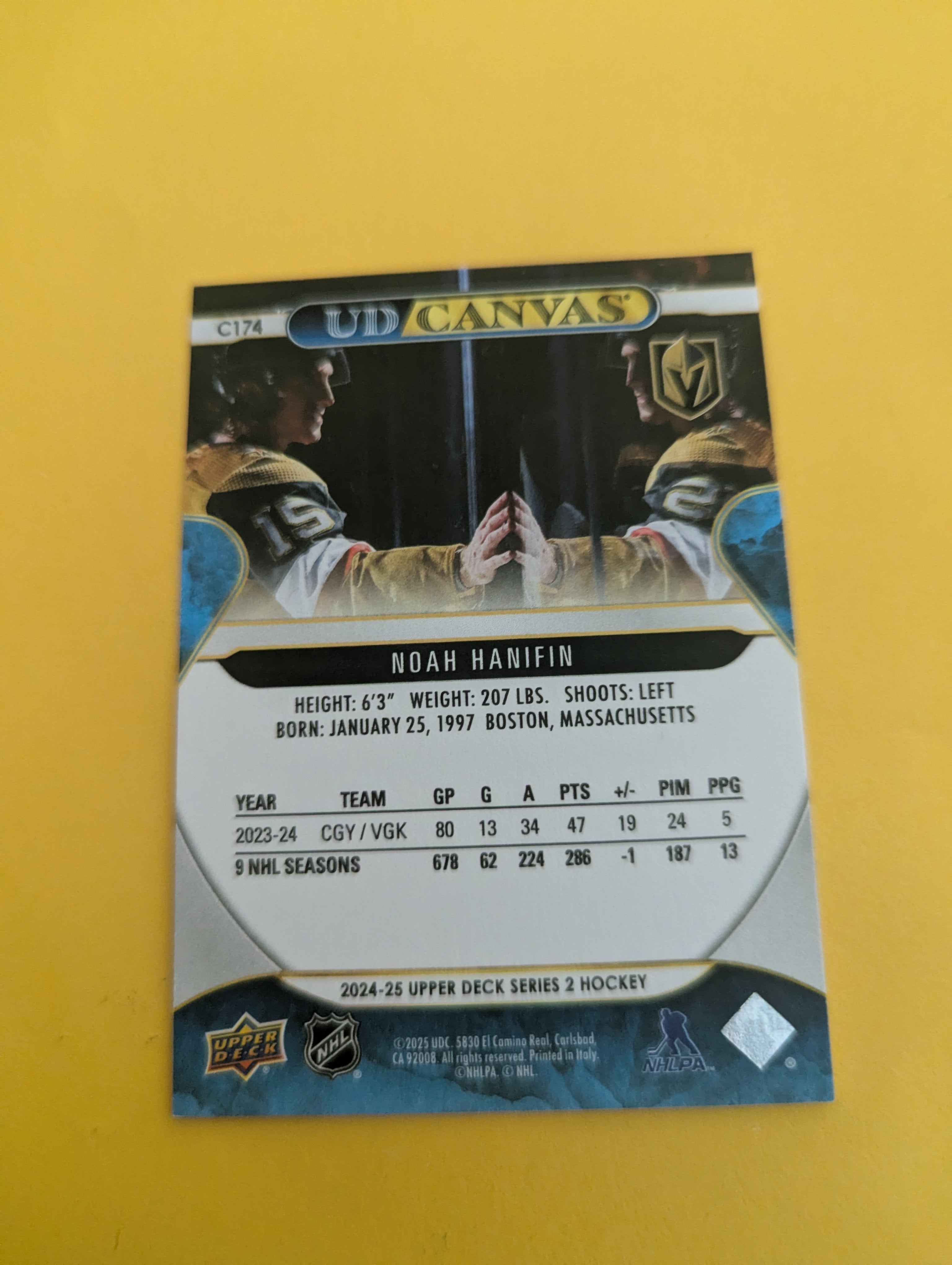 Noah Haniffin 24-25 Upper Deck UD Canvas Card