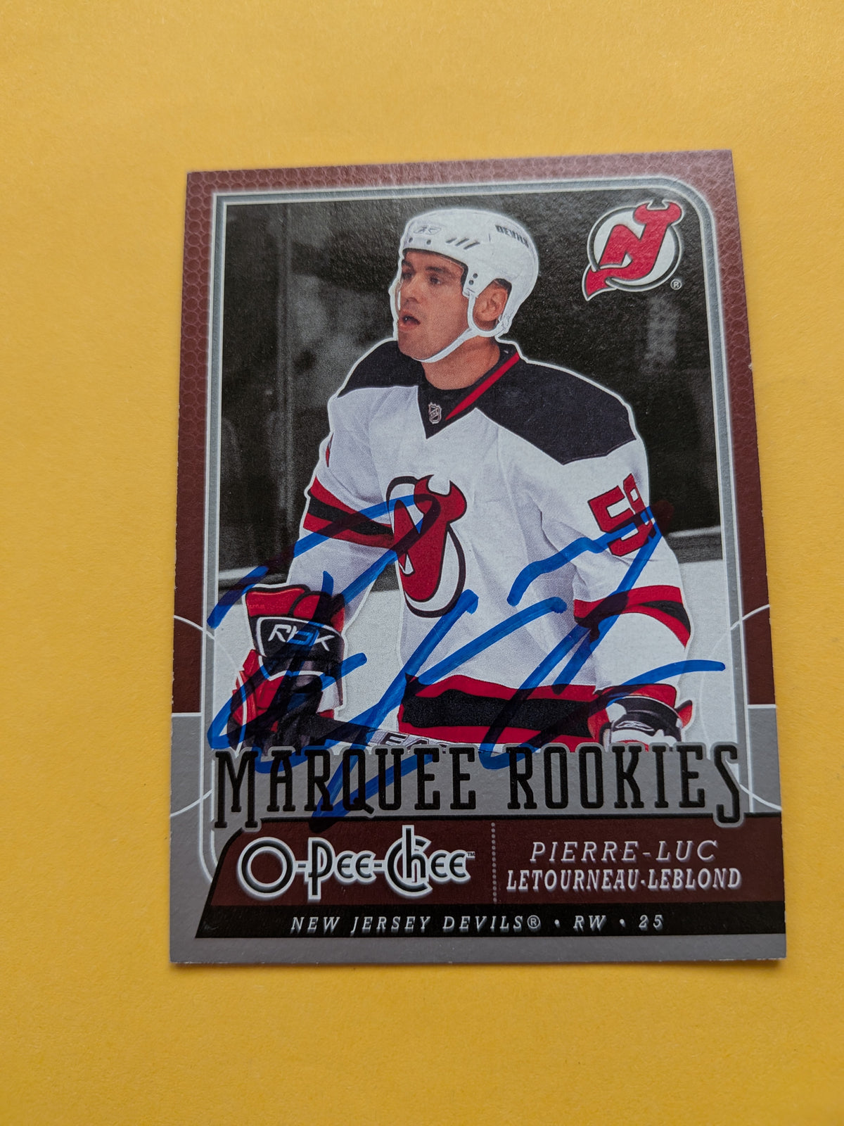 Pierre Luc Letourneau Leblond Signed New Jersey Devils Rookie Card A