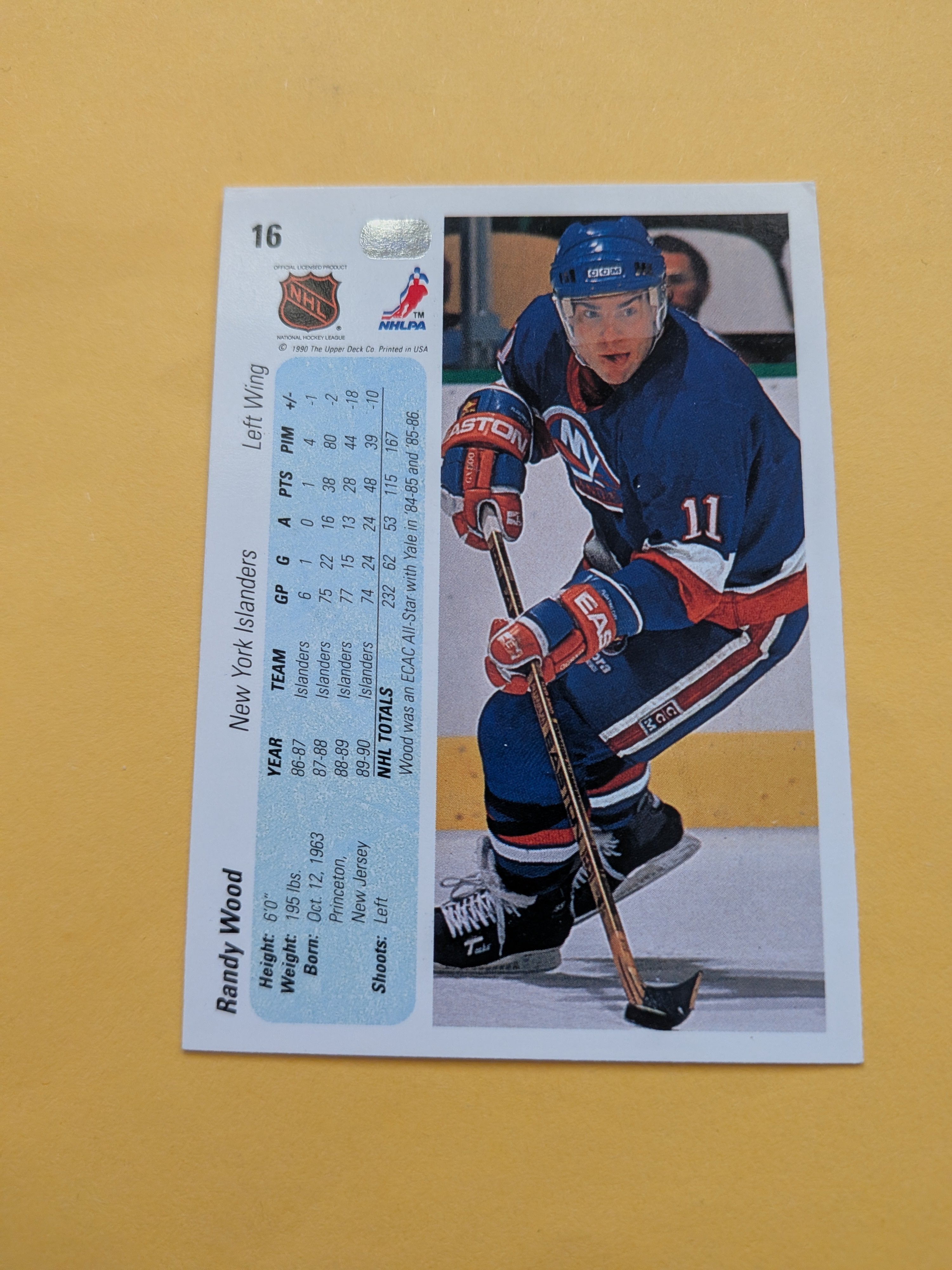 Randy Wood Signed New York Islanders Card G