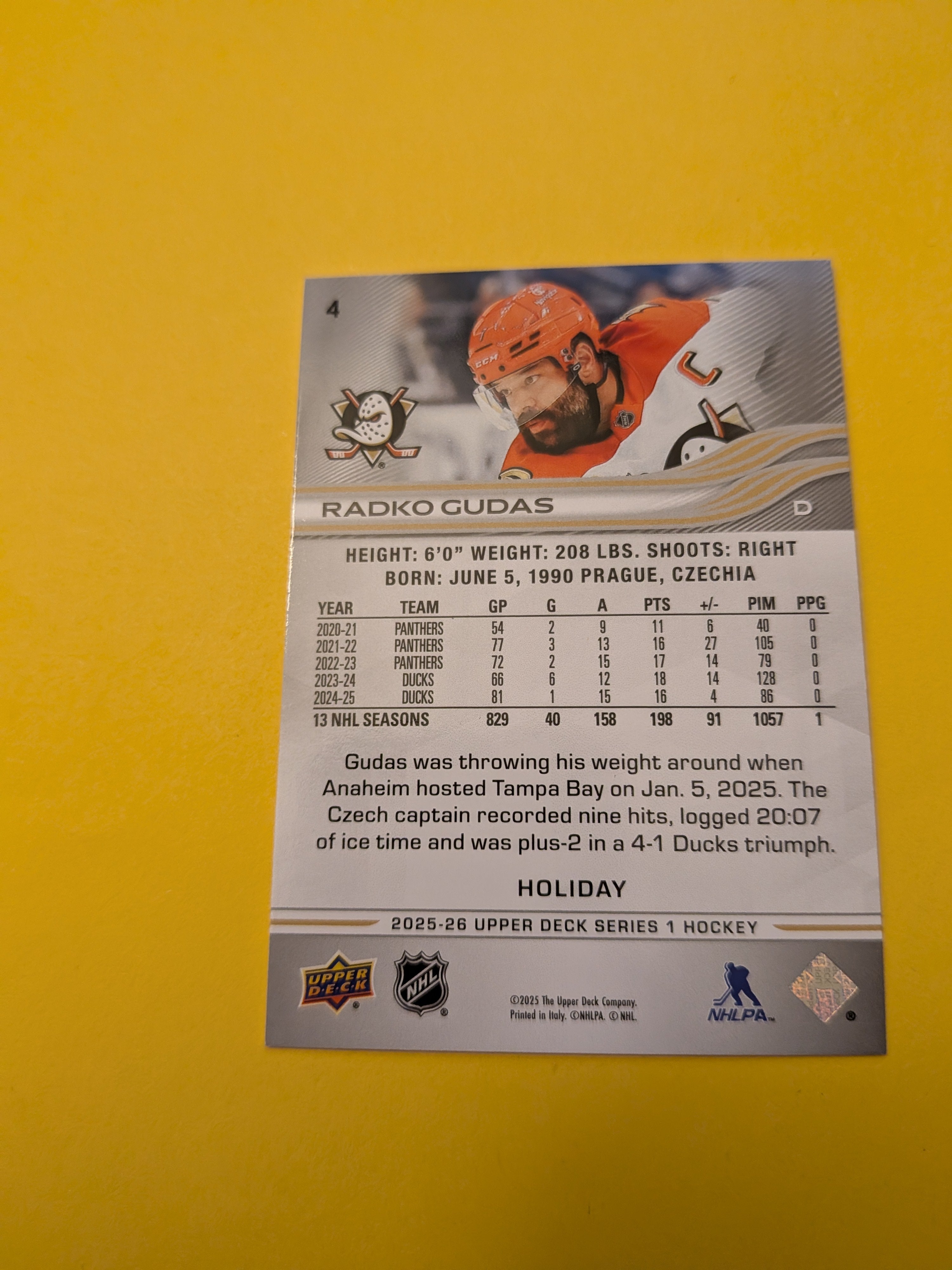 Radko Gudas 25-26 Upper Deck Green Holiday Card