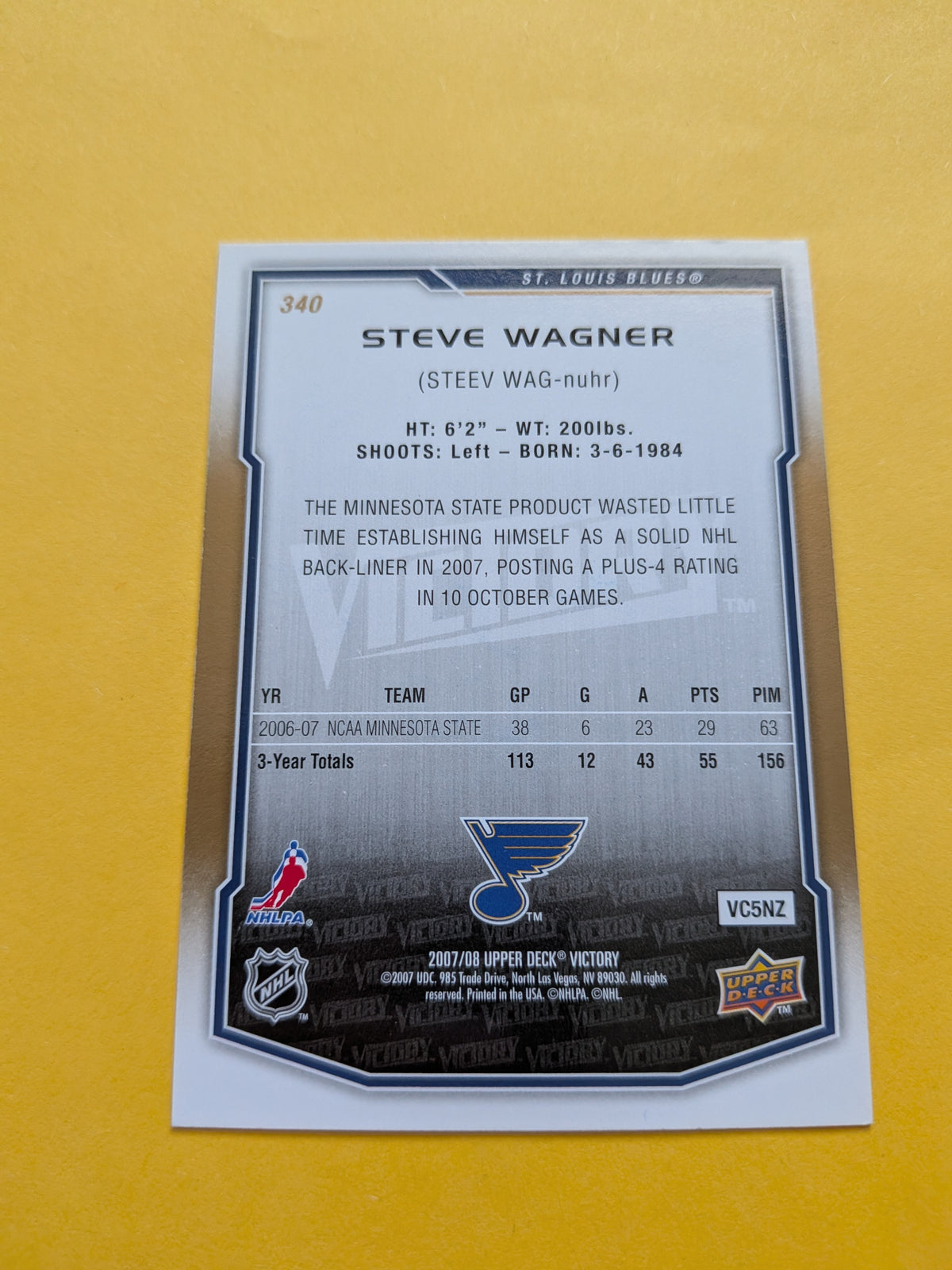Steve Wagner Signed St. Louis Blues Rookie Card A