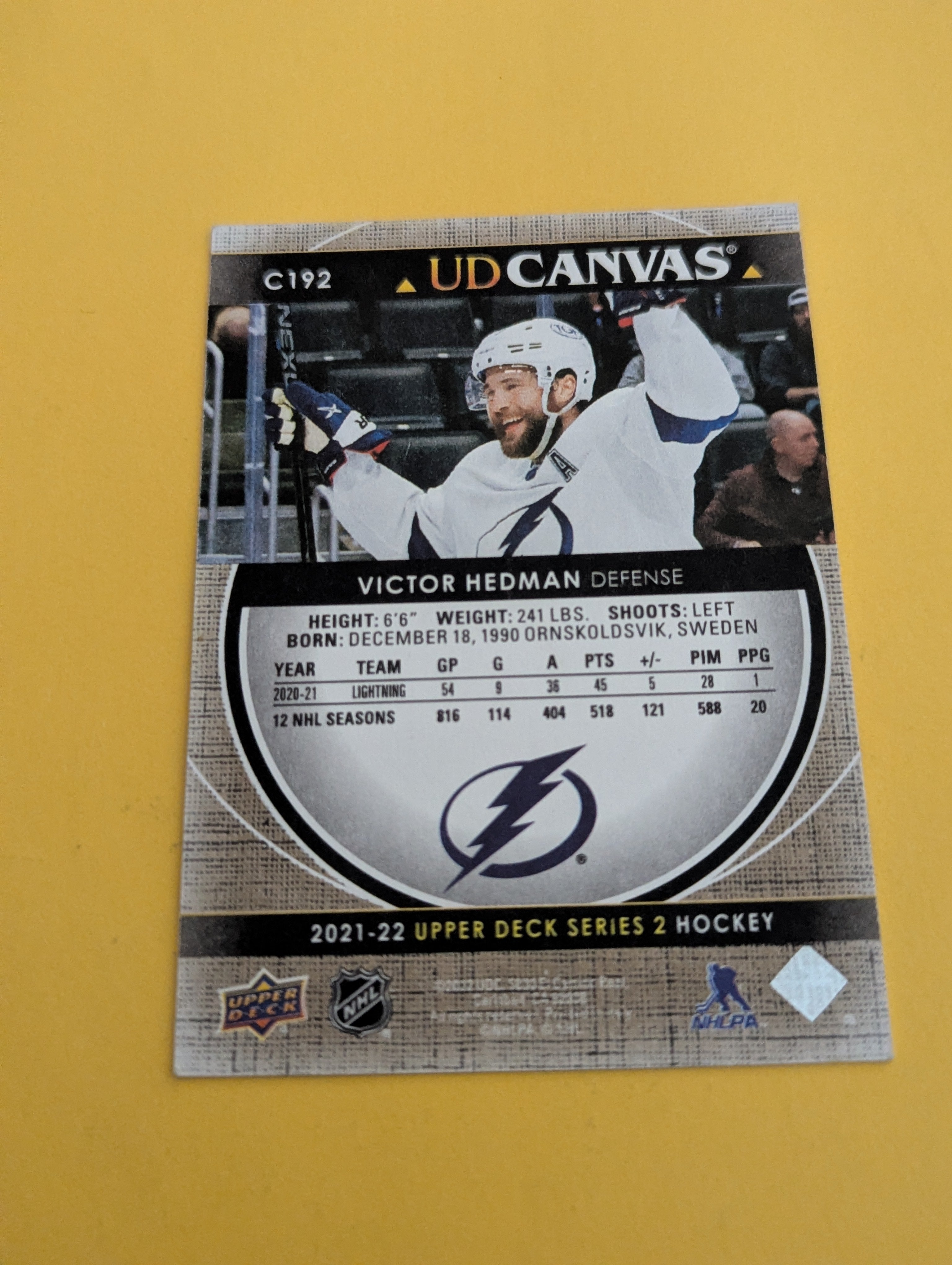 Victor Hedman 21-22 Upper Deck UD Canvas Card