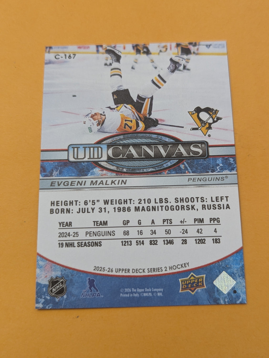Evgeni Malkin 25-26 Upper Deck UD Canvas Card