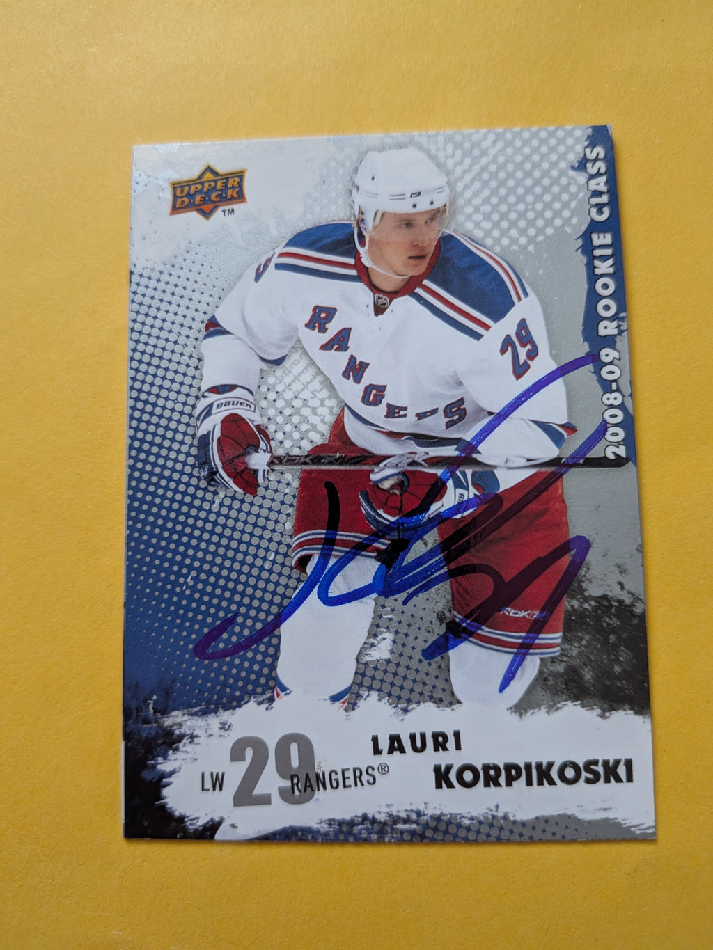 Lauri Korpikoski Signed New York Rangers Rookie Card B