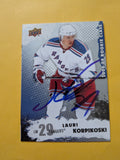 Lauri Korpikoski Signed New York Rangers Rookie Card B