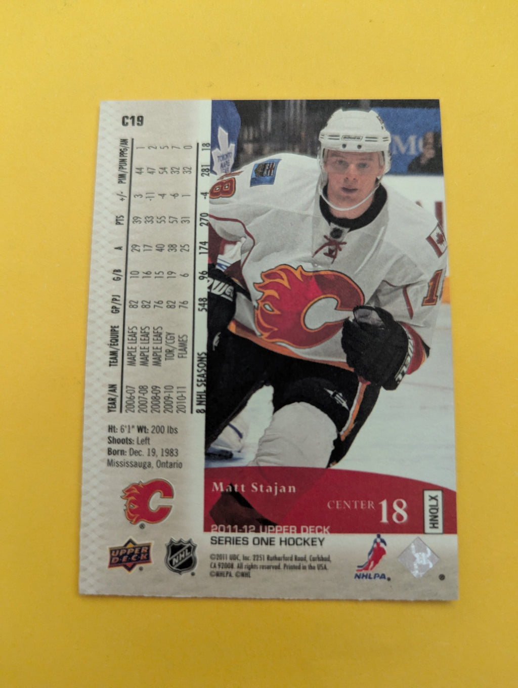 Matt Stajan 11-12 Upper Deck UD Canvas Card