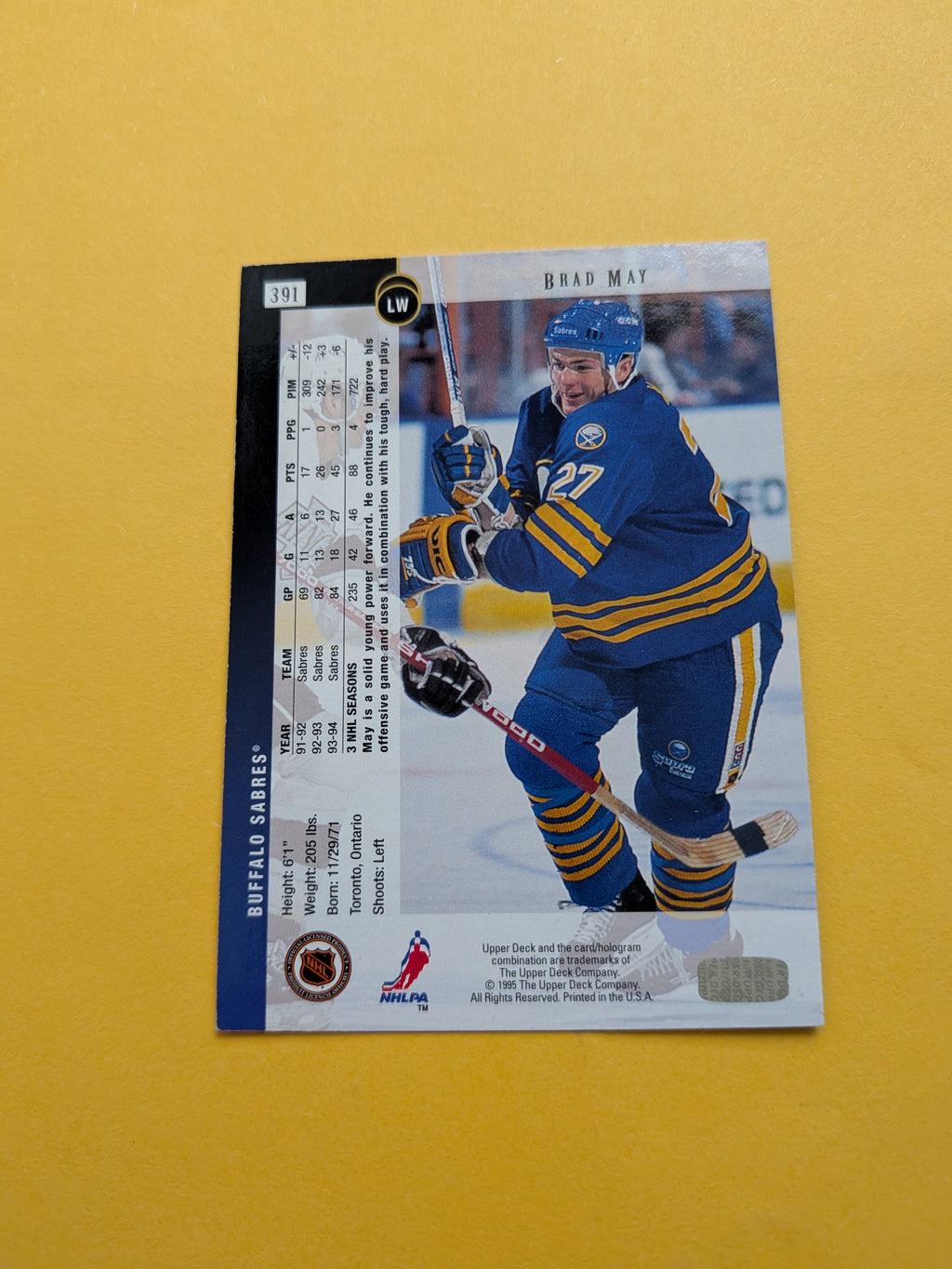 Brad May Signed Buffalo Sabres Card G