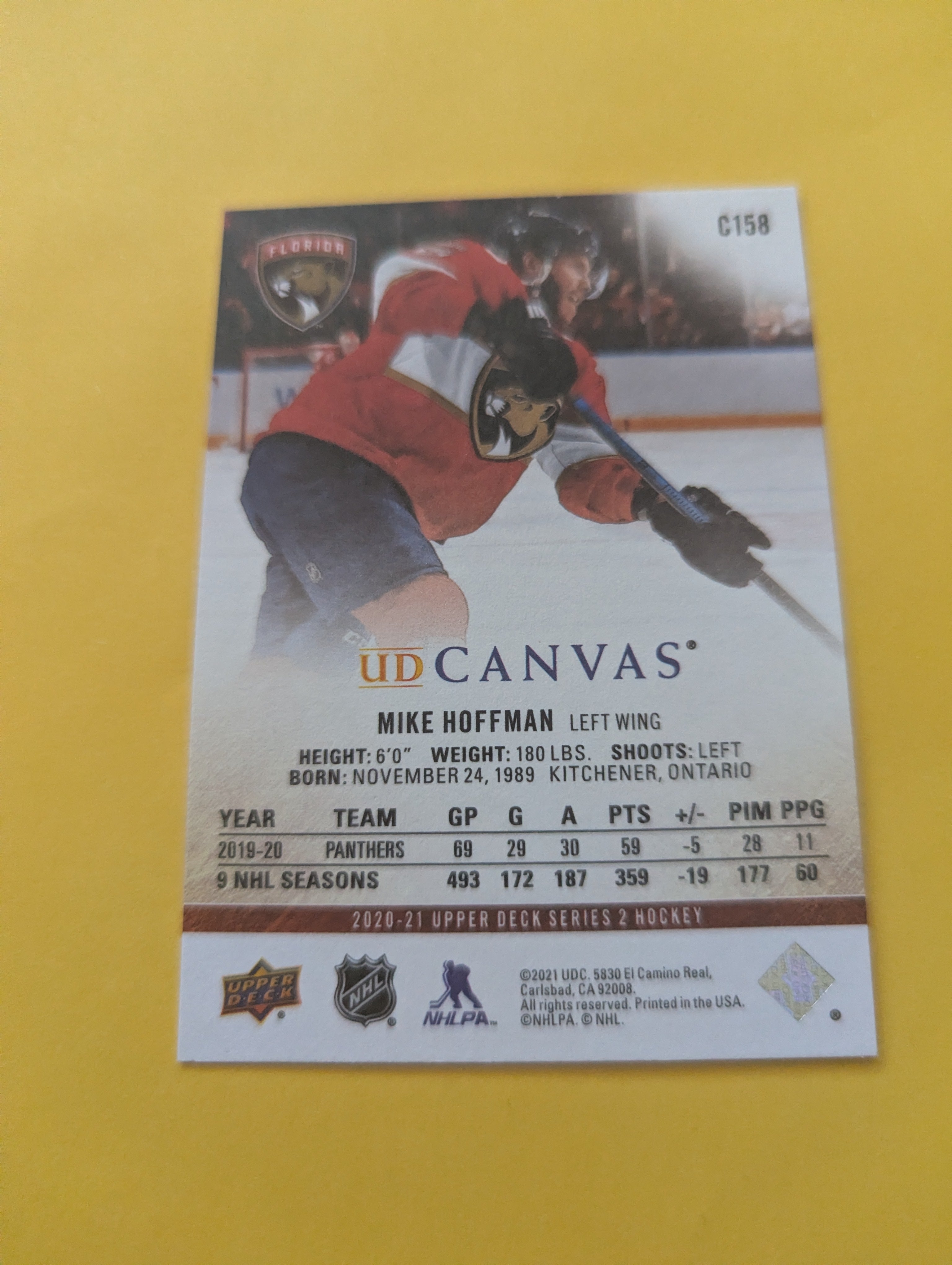 Mike Hoffman 20-21 Upper Deck UD Canvas Card