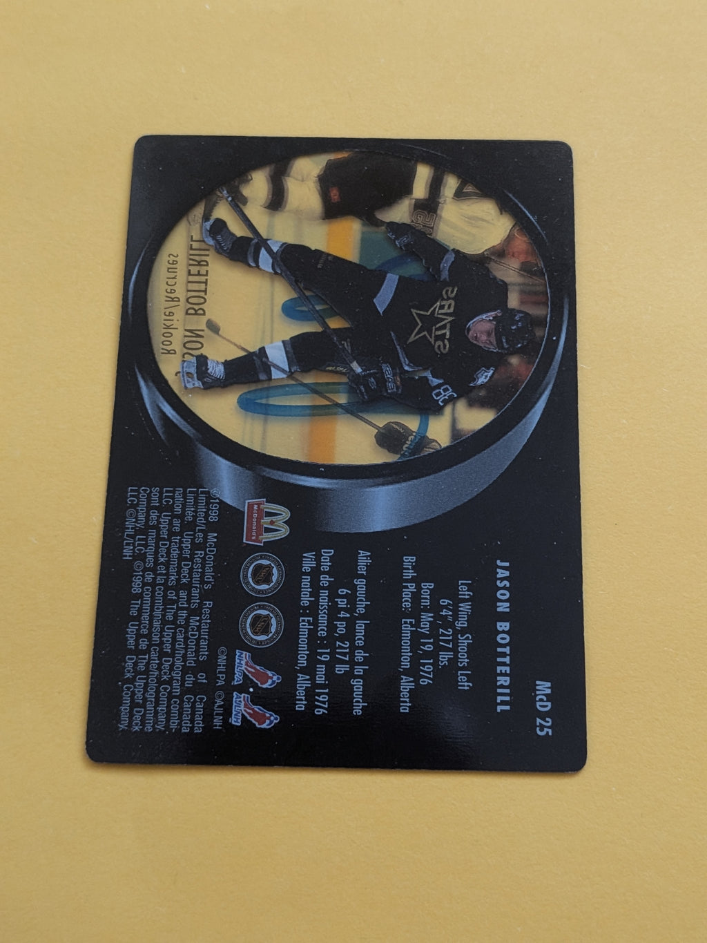 Jason Botterill Signed Dallas Stars Card B