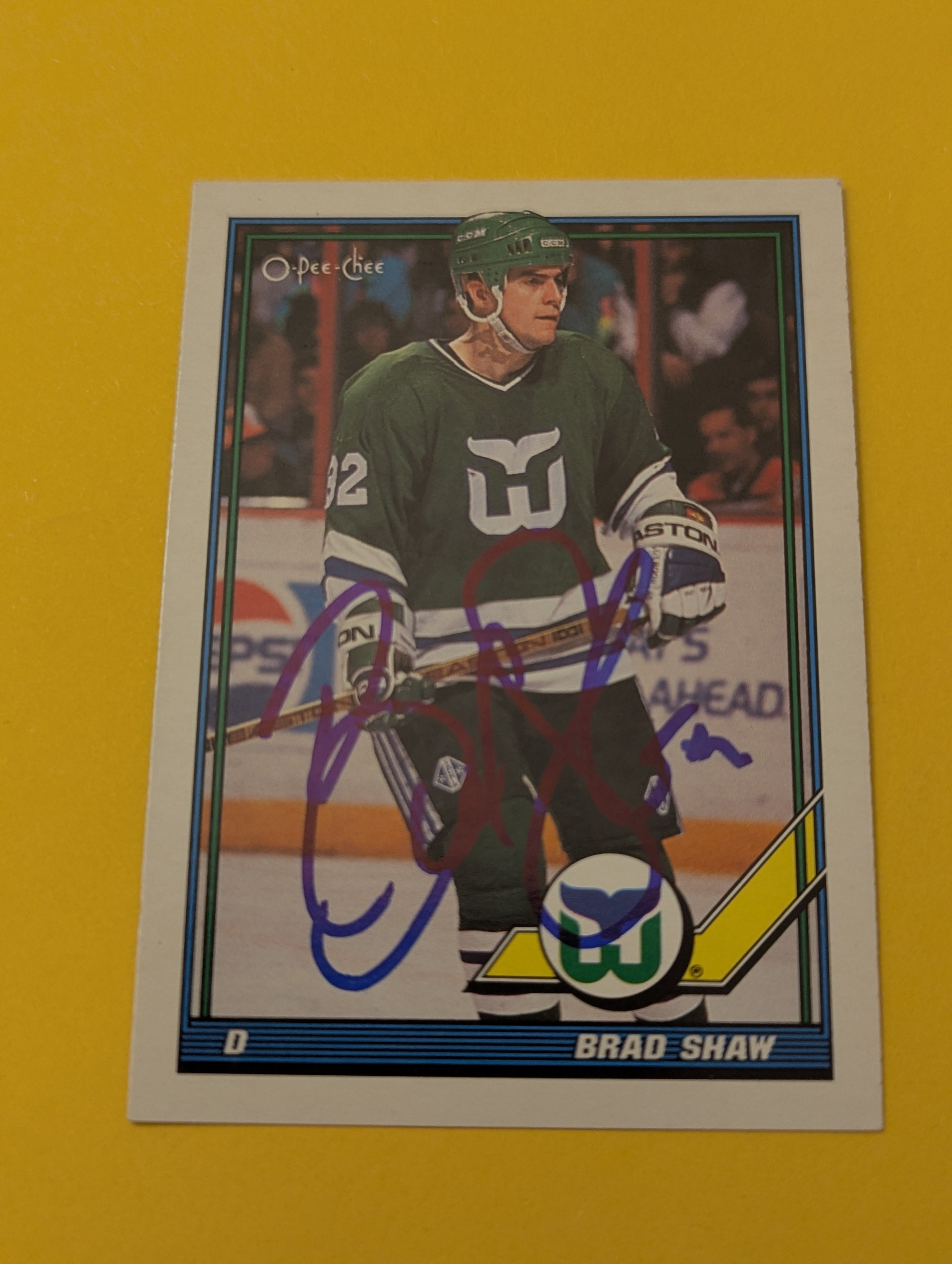 Brad Shaw Signed Hartford Whalers Card