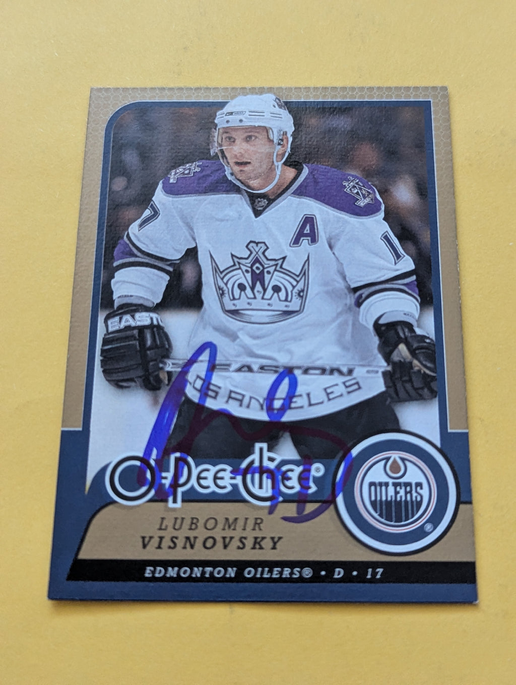 Lubomir Visnovsky Signed Los Angeles Kings Card D