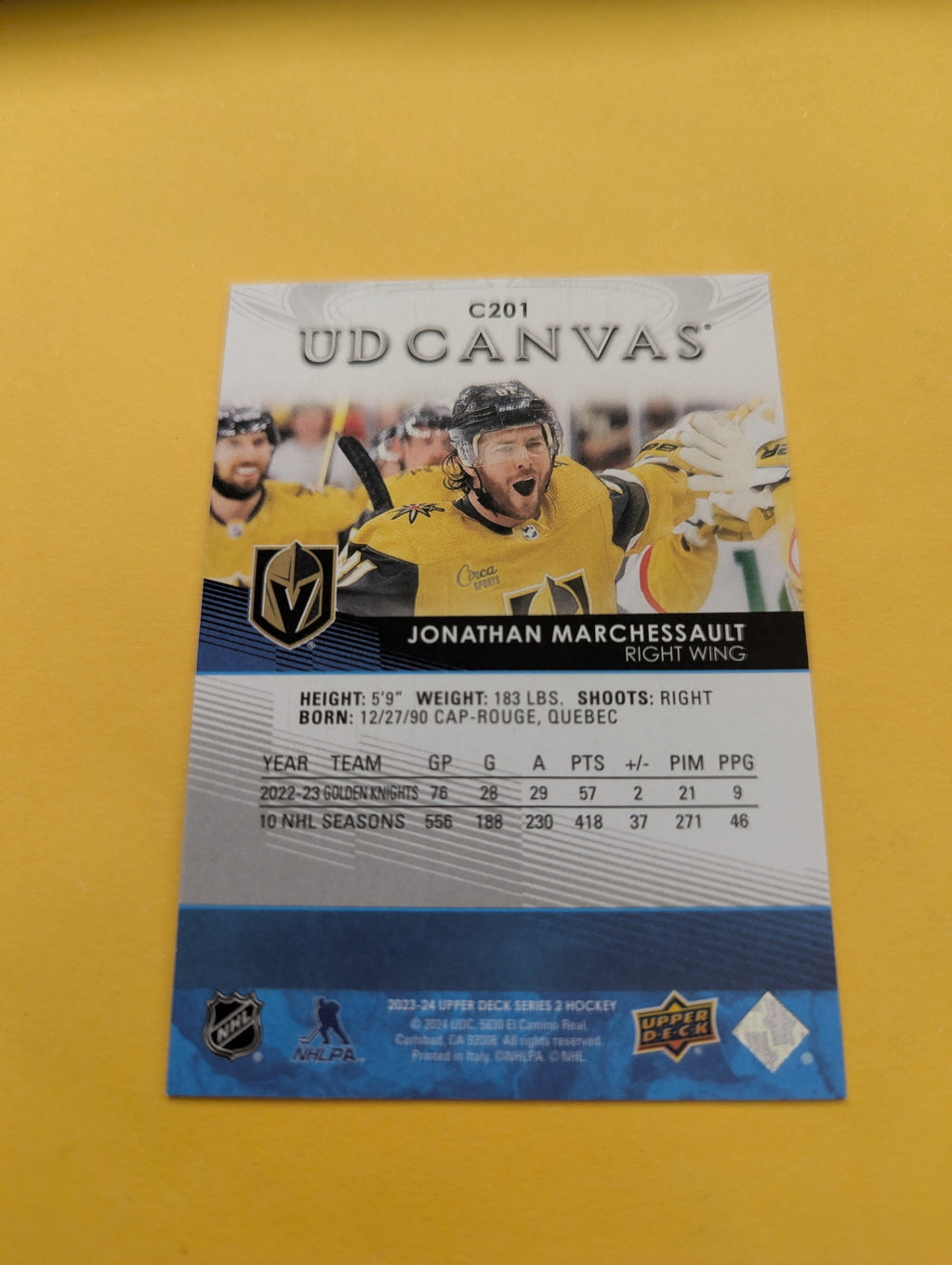 Jonathan Marchessault 23-24 Upper Deck UD Canvas Card