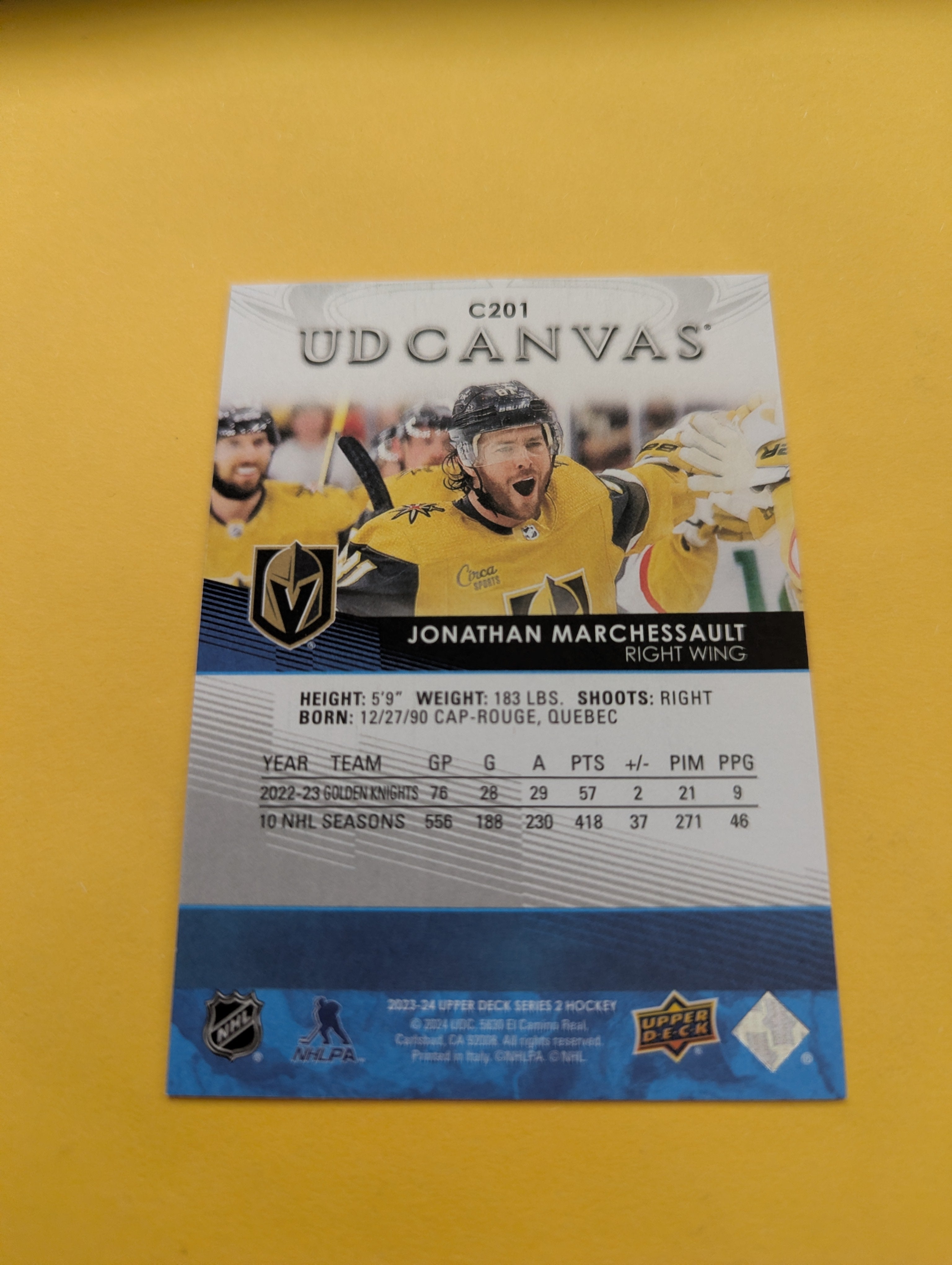 Jonathan Marchessault 23-24 Upper Deck UD Canvas Card