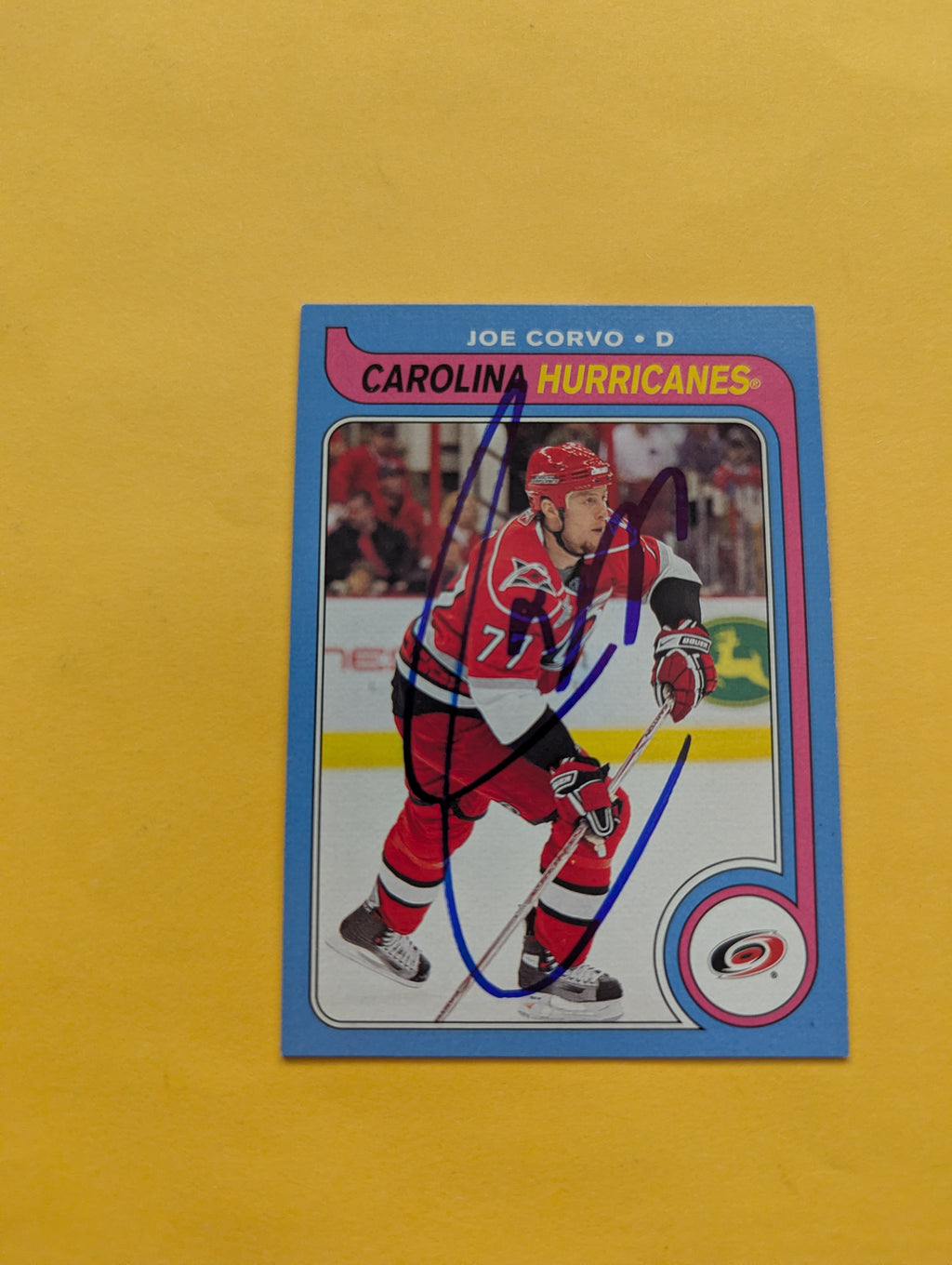 Joe Corvo Signed Carolina Hurricanes Card A