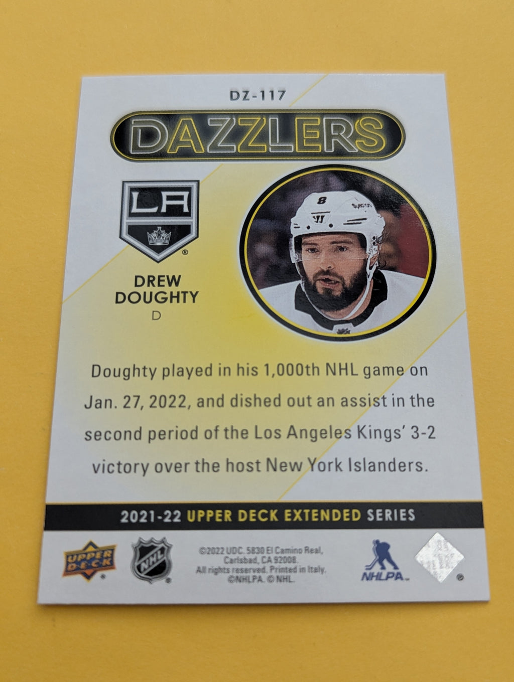 Drew Doughty 21-22 Upper Deck Dazzlers Orange Card