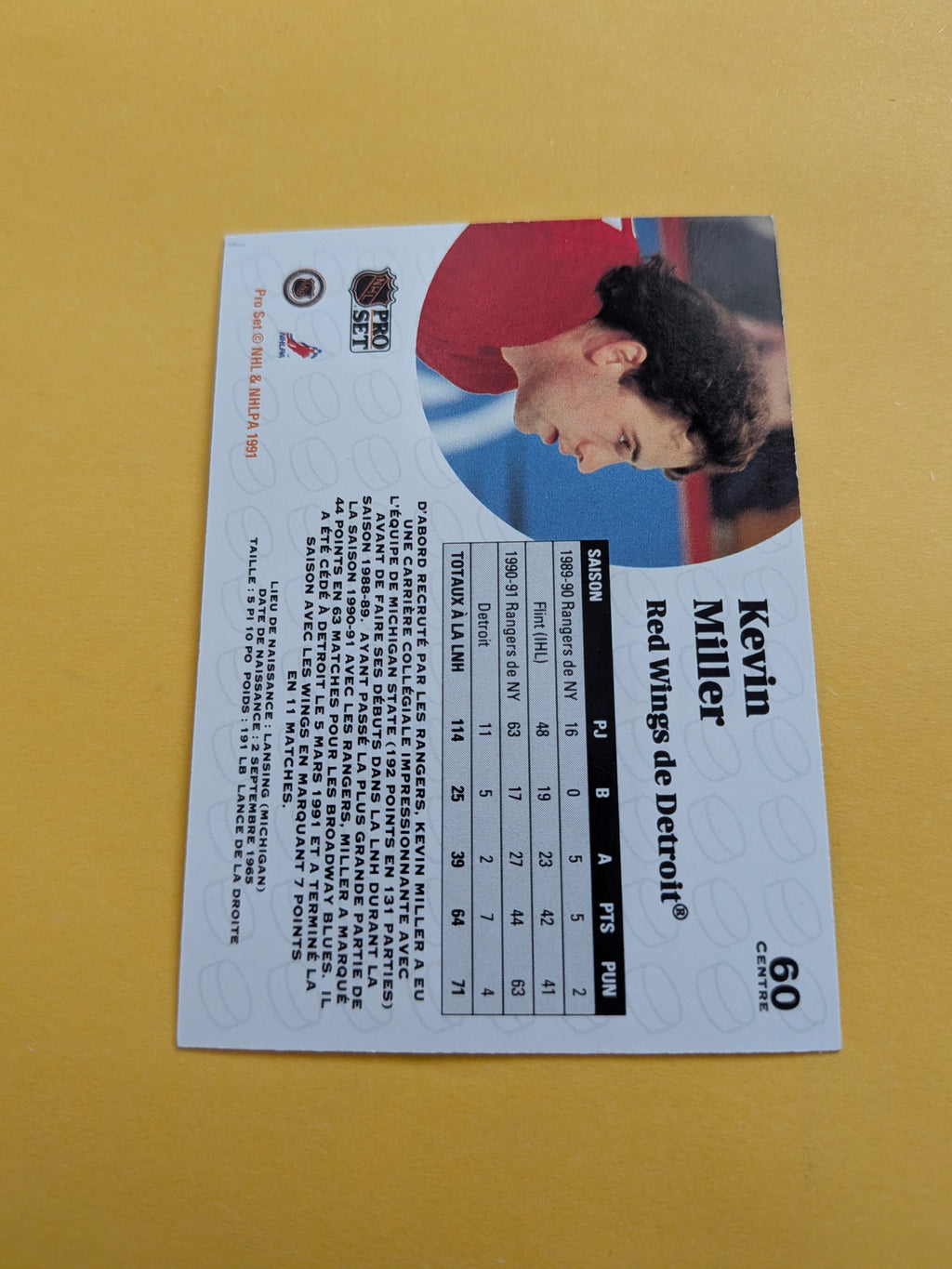Kevin Miller Signed Detroit Red Wings Card A