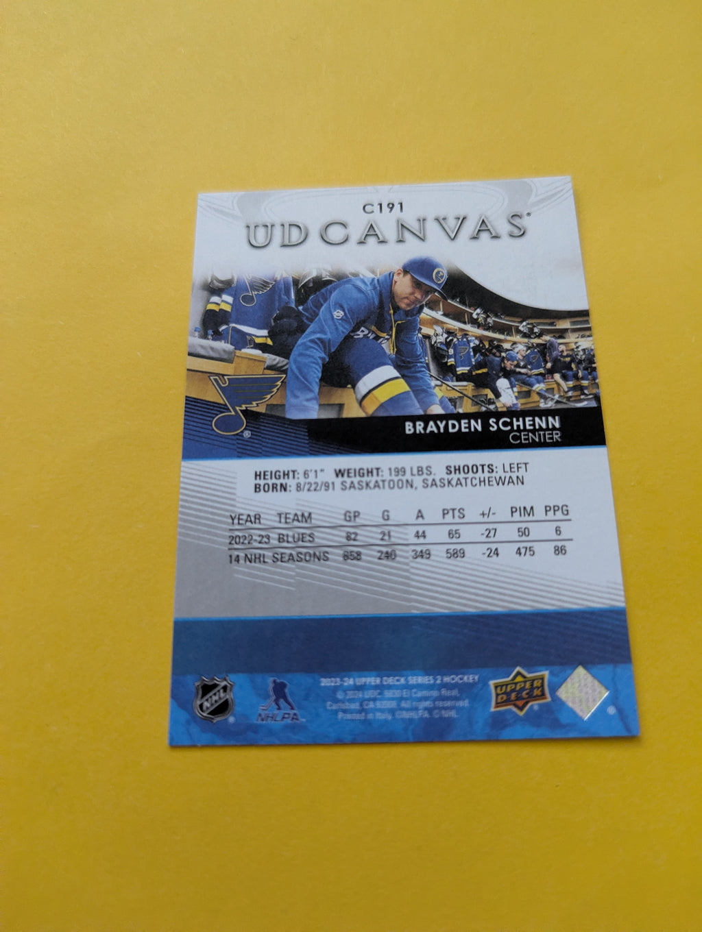 Brayden Schenn 23-24 Upper Deck UD Canvas Card