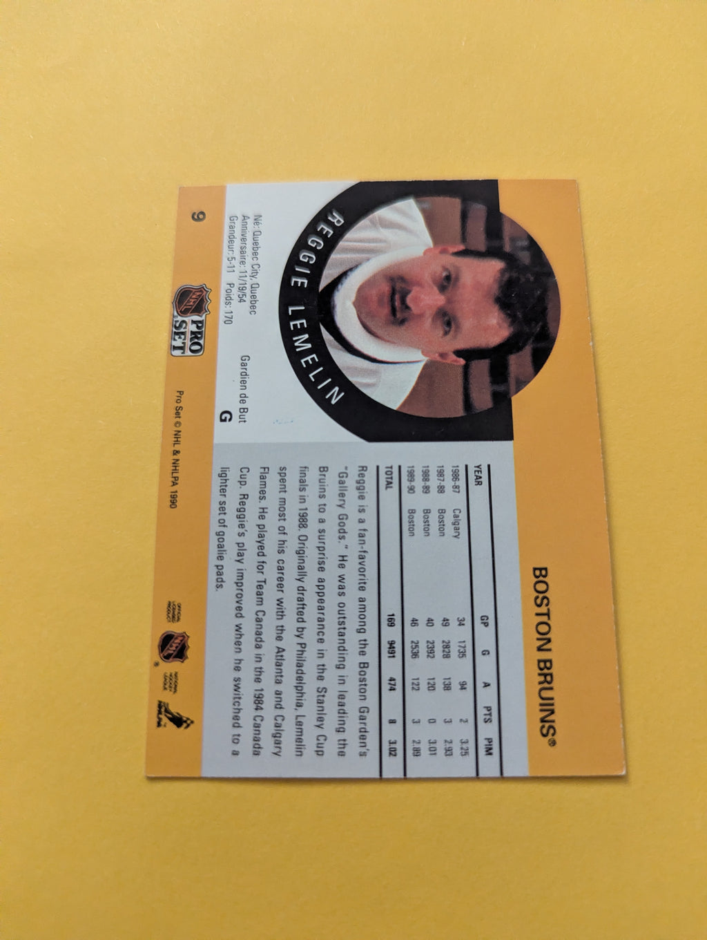 Rejean Lemelin Signed Boston Bruins Card