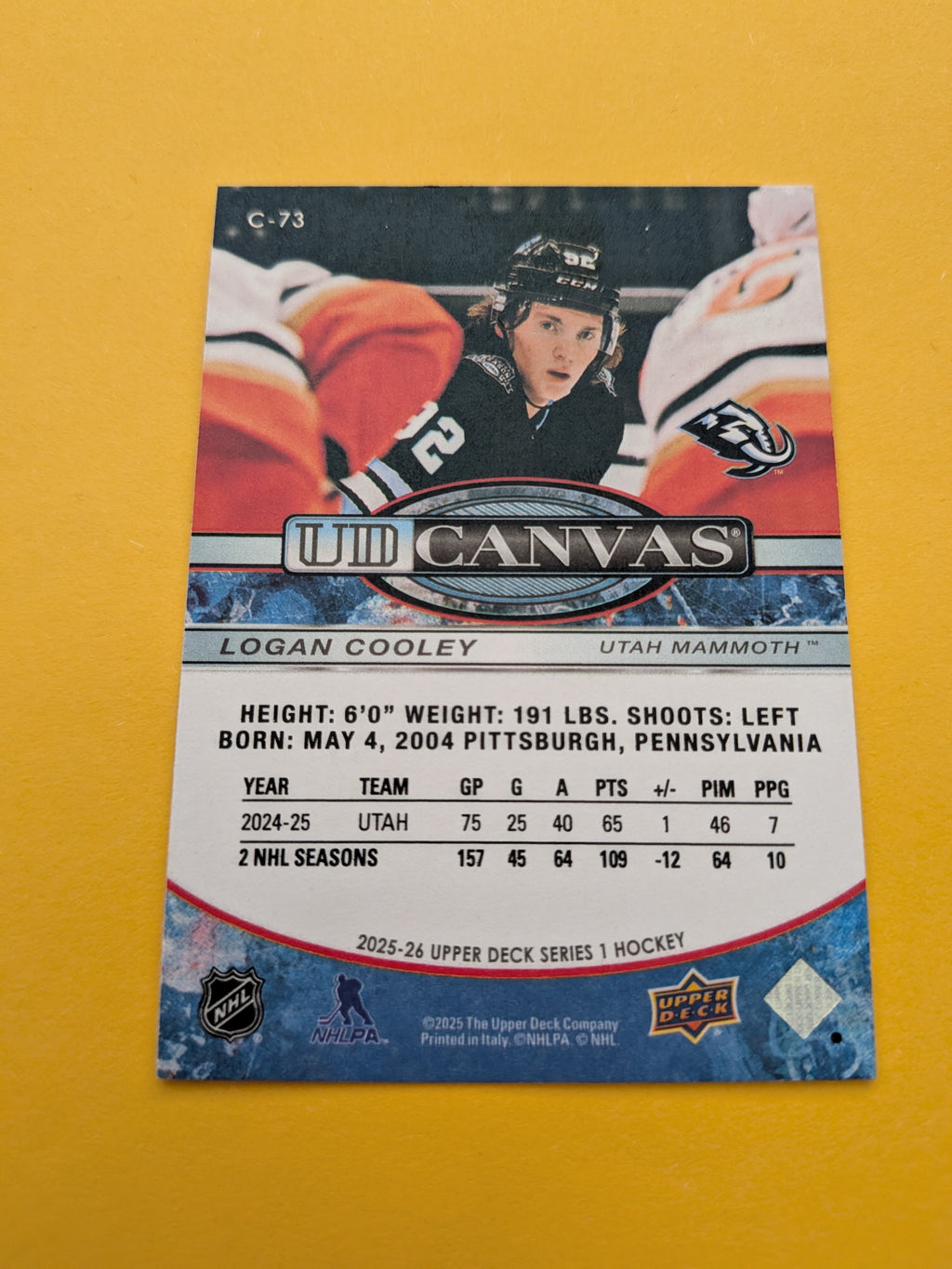 Logan Cooley 25-26 Upper Deck UD Canvas Card