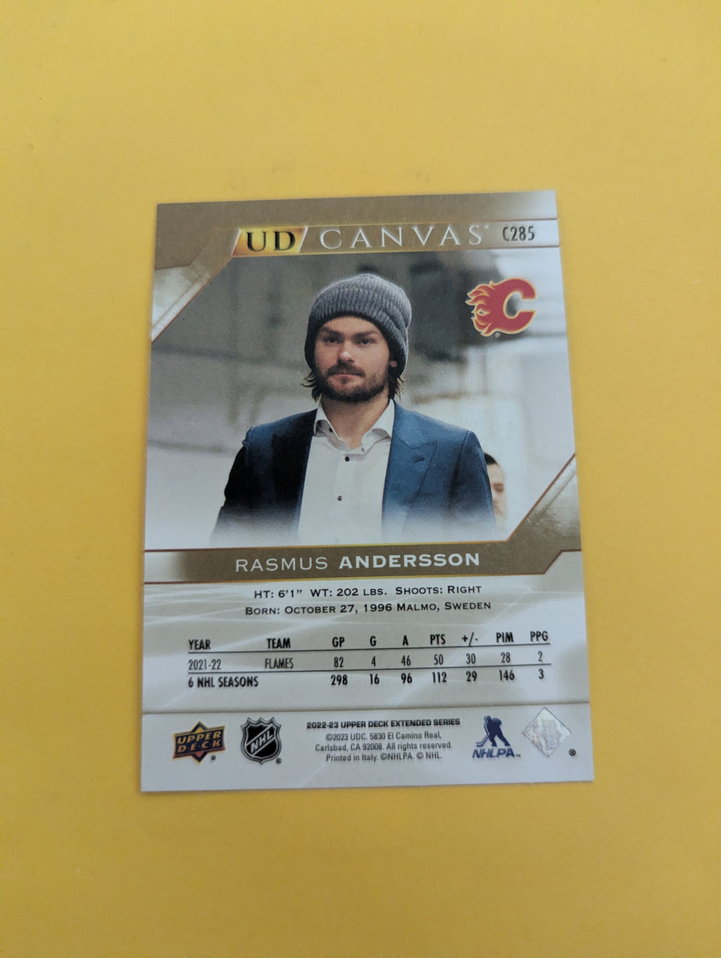 Rasmus Andersson 22-23 Upper Deck UD Canvas Card