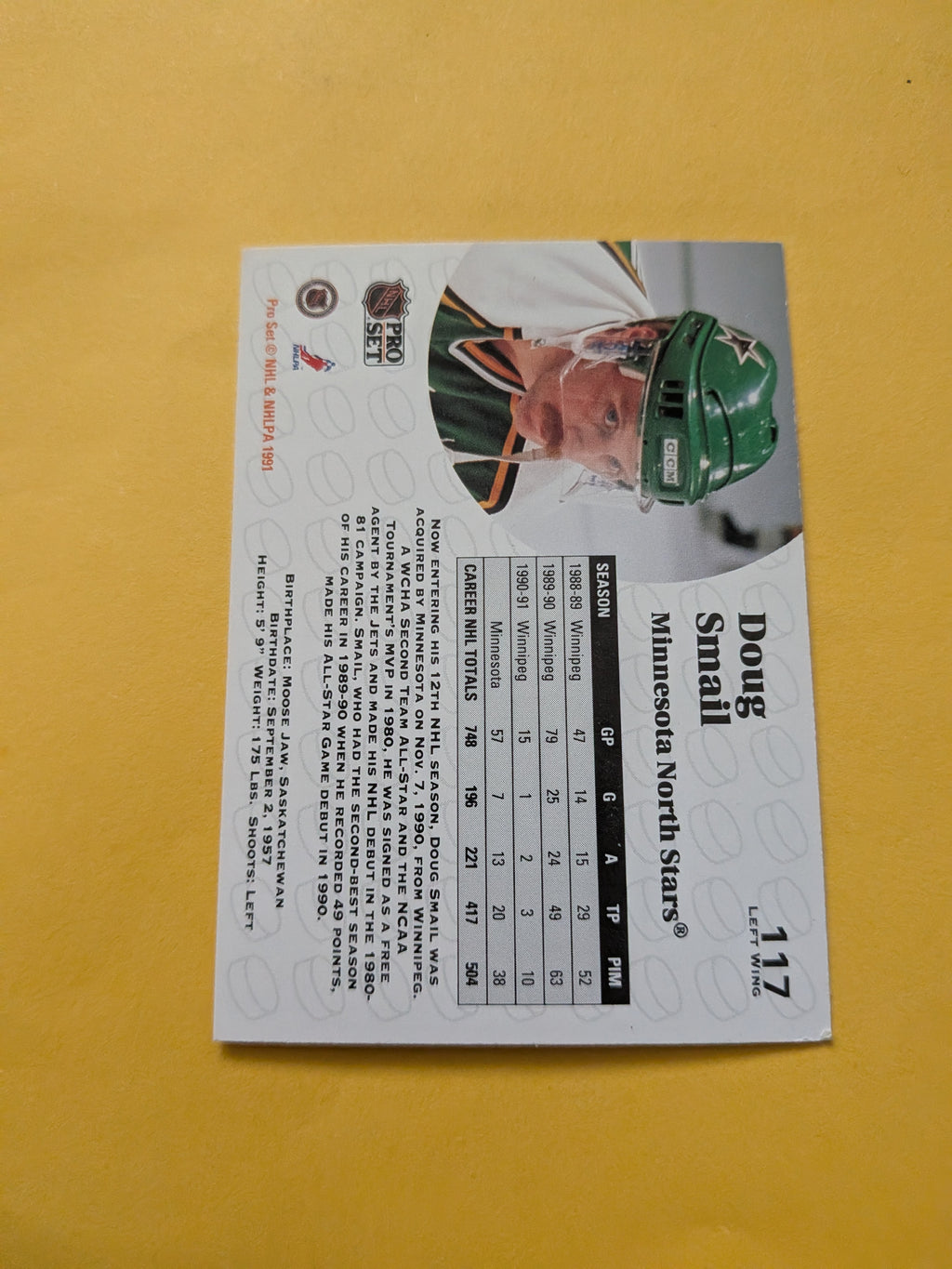 Doug Smail Signed Minnesota North Stars Card B