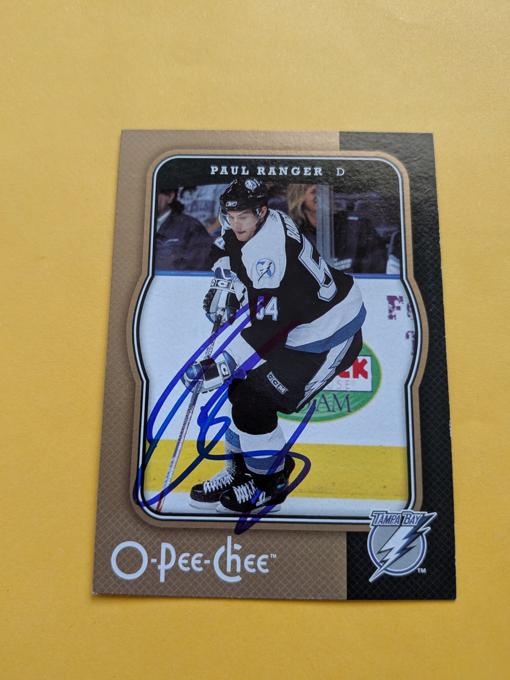 Paul Ranger Signed Tampa Bay Lightning Card A