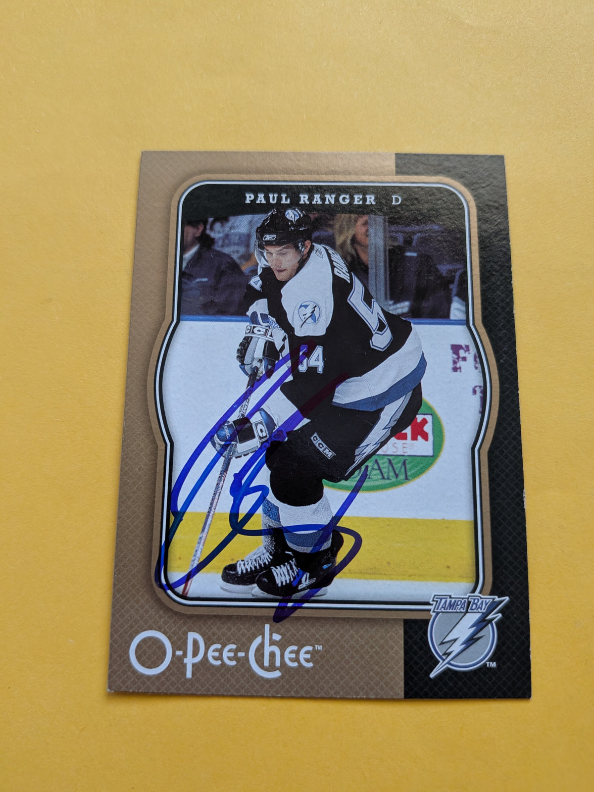 Paul Ranger Signed Tampa Bay Lightning Card A