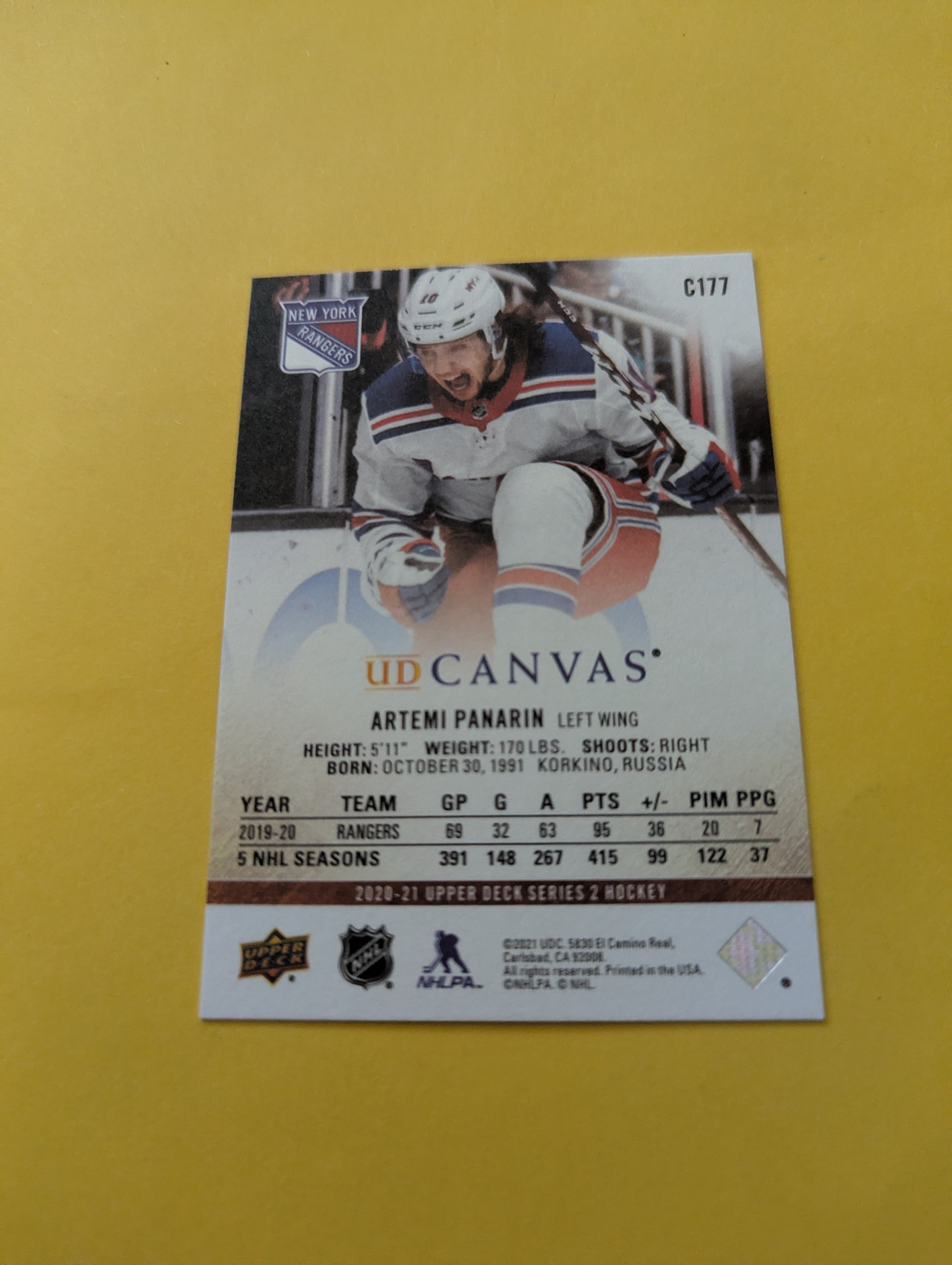 Artemi Panarin 20-21 Upper Deck UD Canvas Card