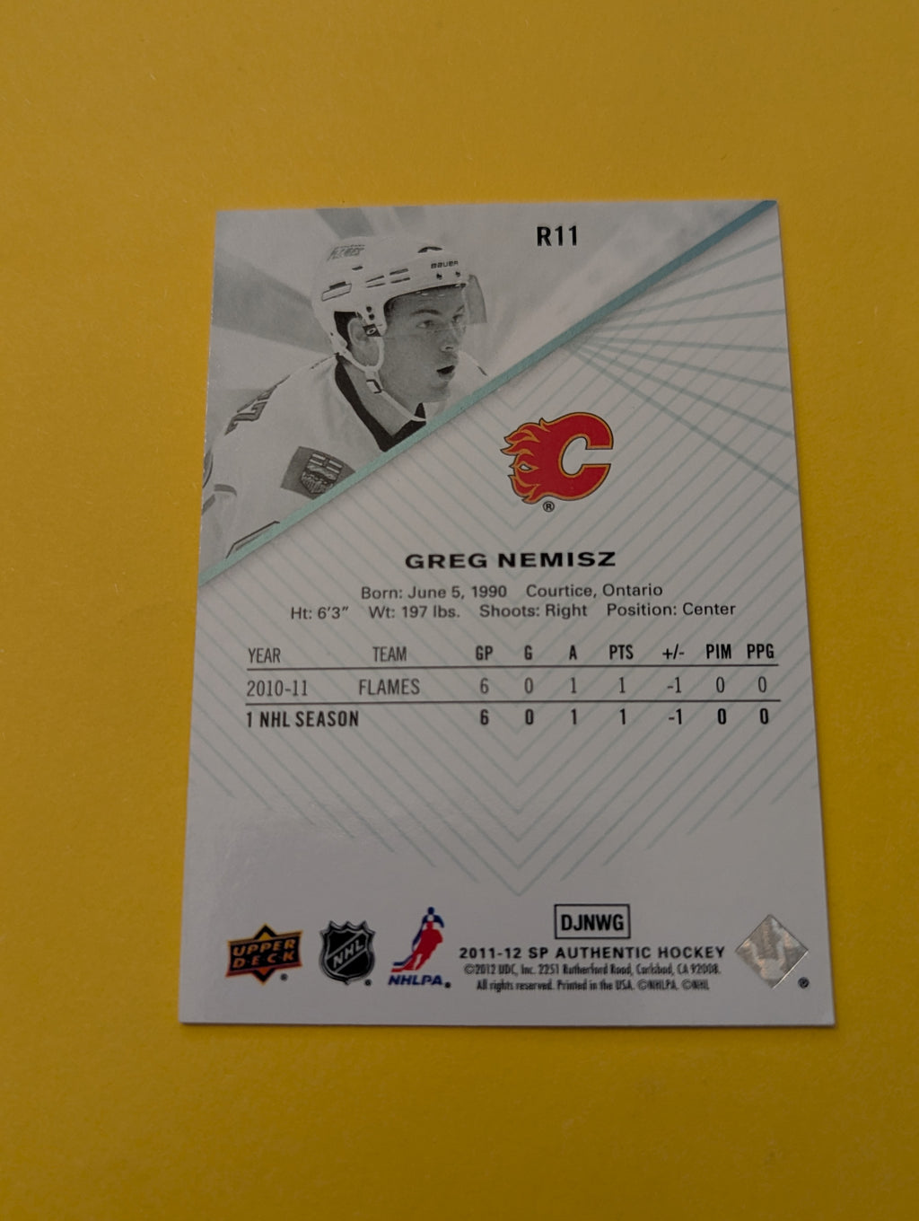 Greg Nemisz Signed Calgary Flames Card