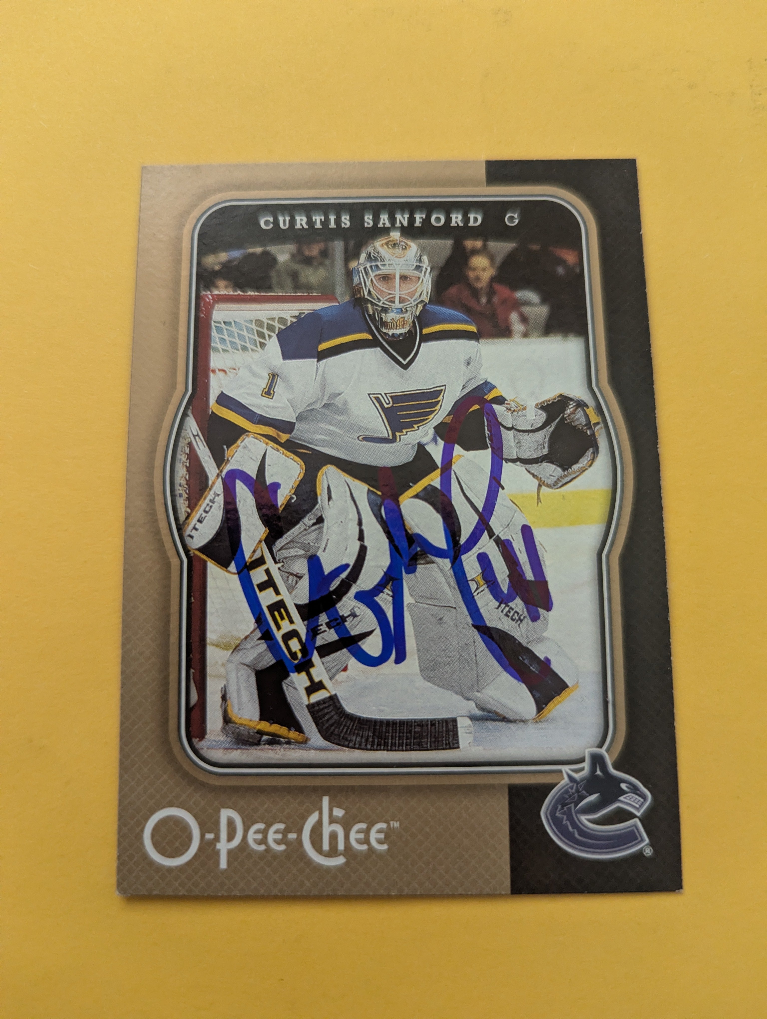 Curtis Sanford Signed St. Louis Blues Card